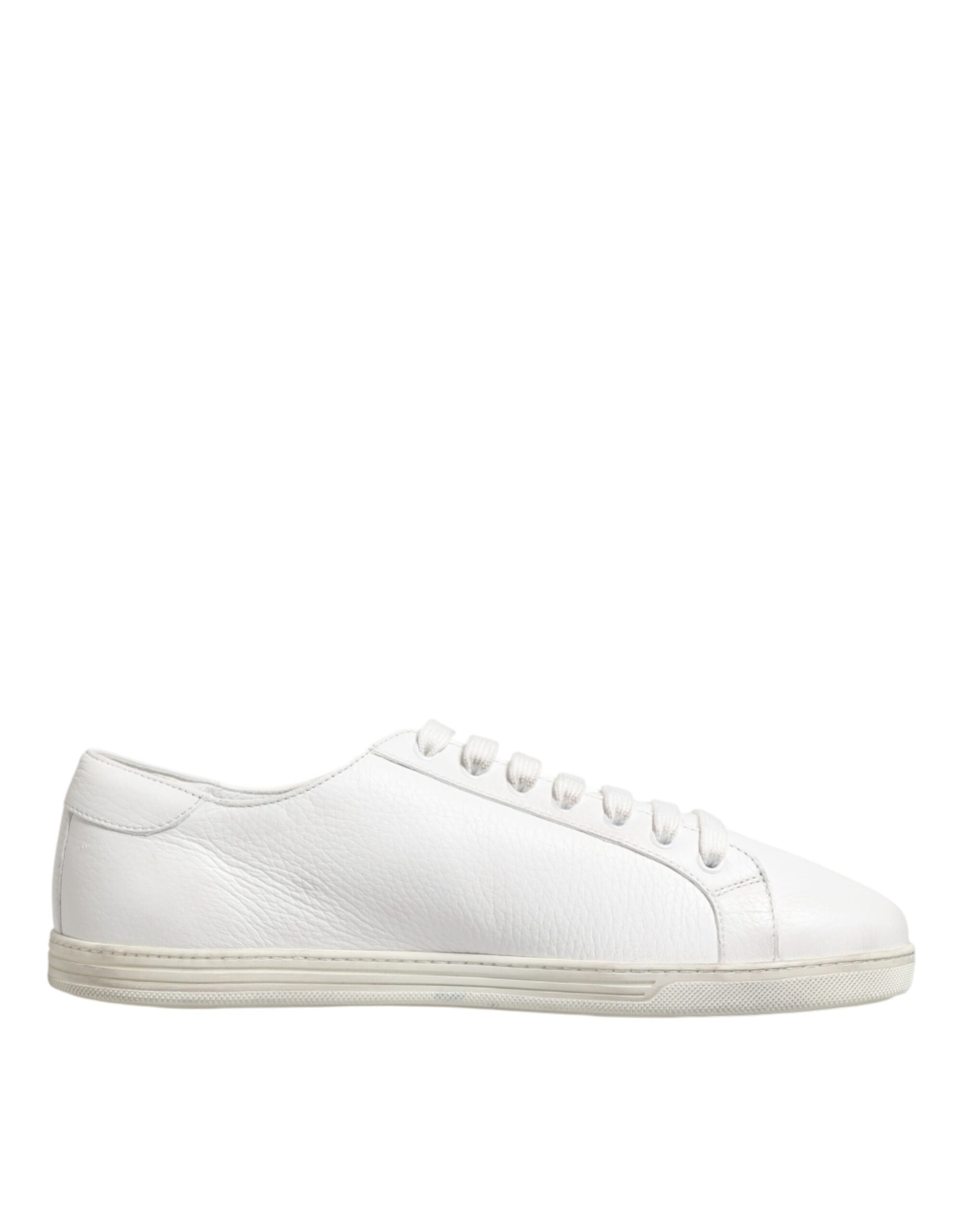 Dolce & Gabbana White Bianco Leather Men Low Top Sneakers Shoes