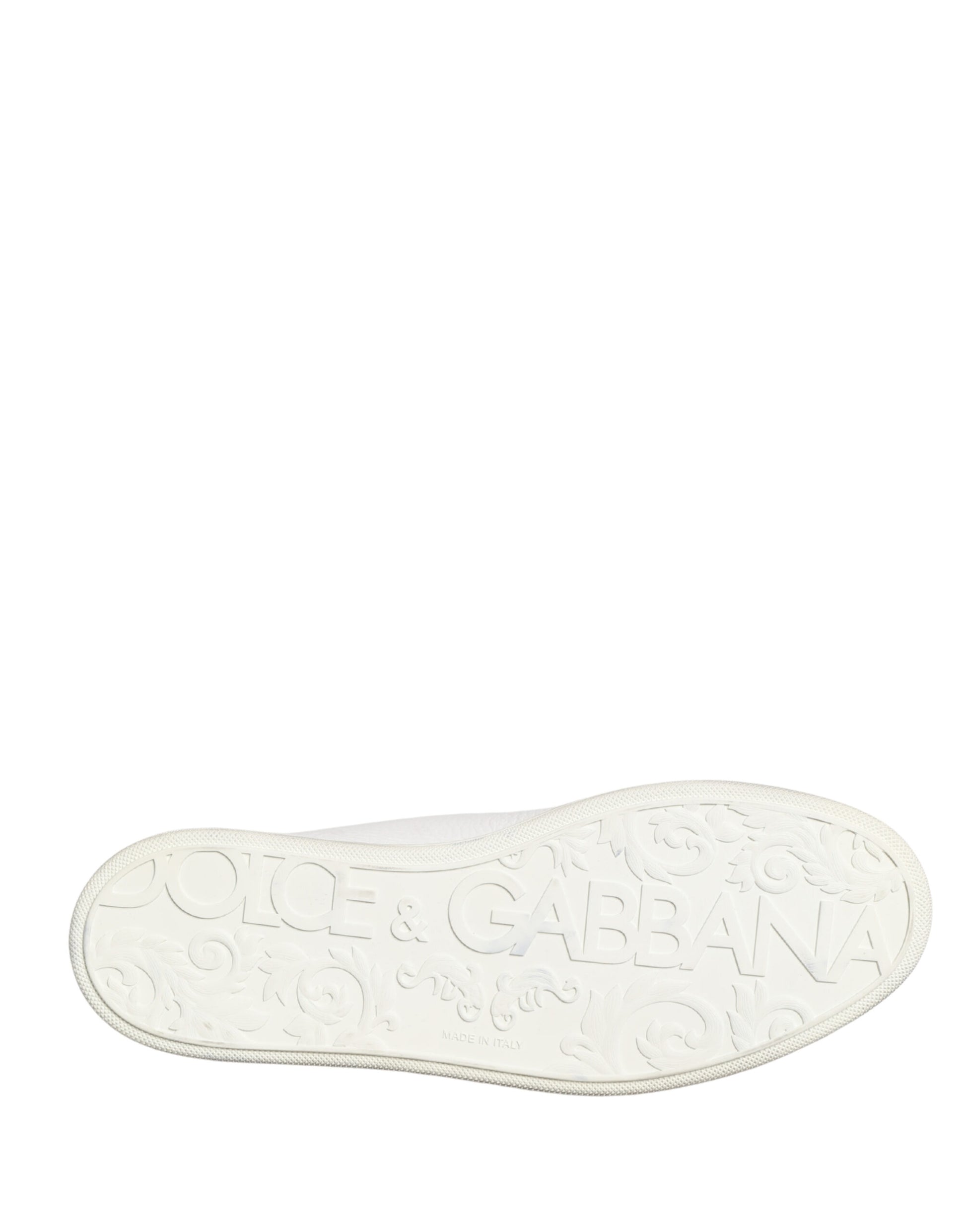 Dolce & Gabbana White Bianco Leather Men Low Top Sneakers Shoes