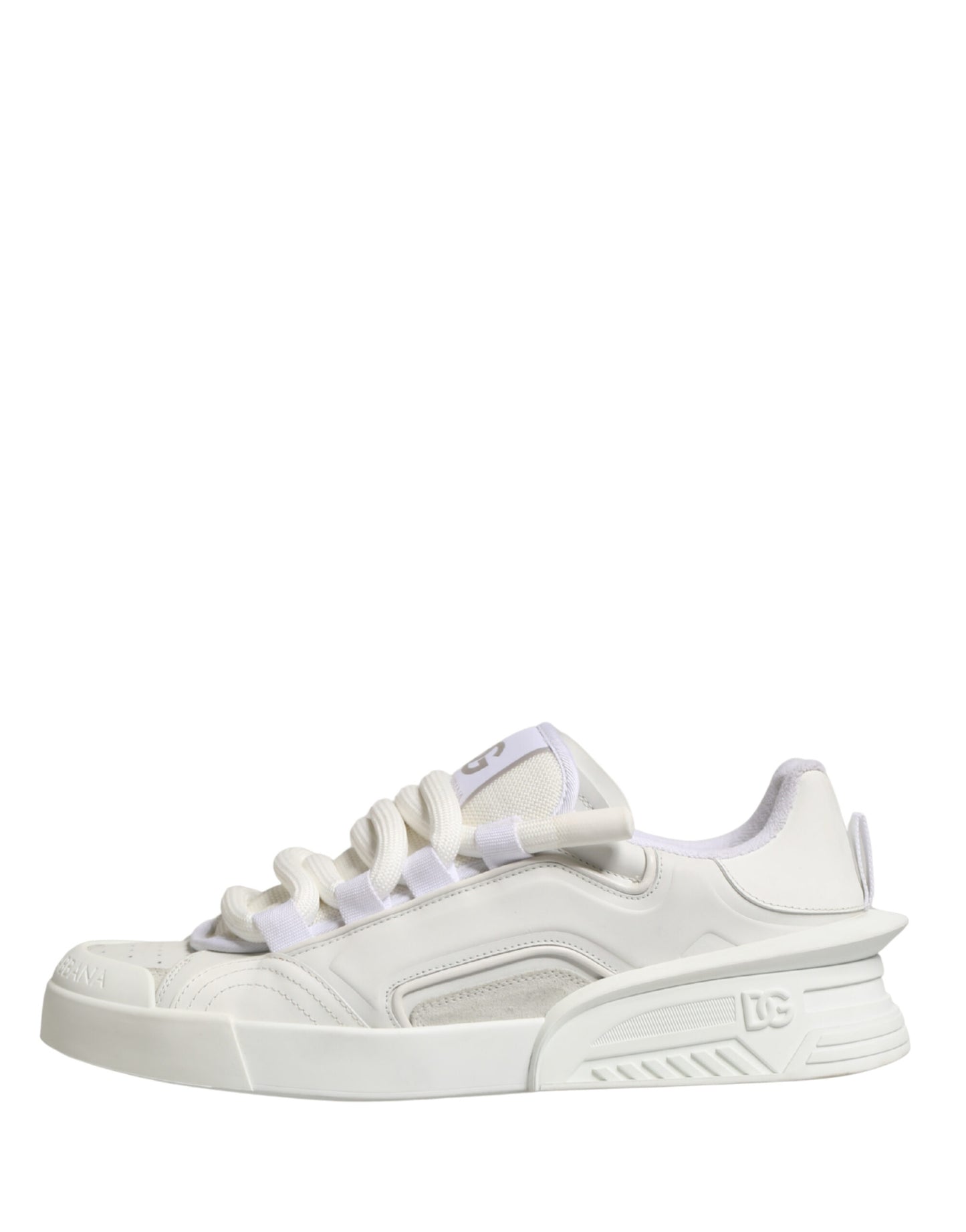 Dolce & Gabbana White Calfskin Leather Low Top Sneakers