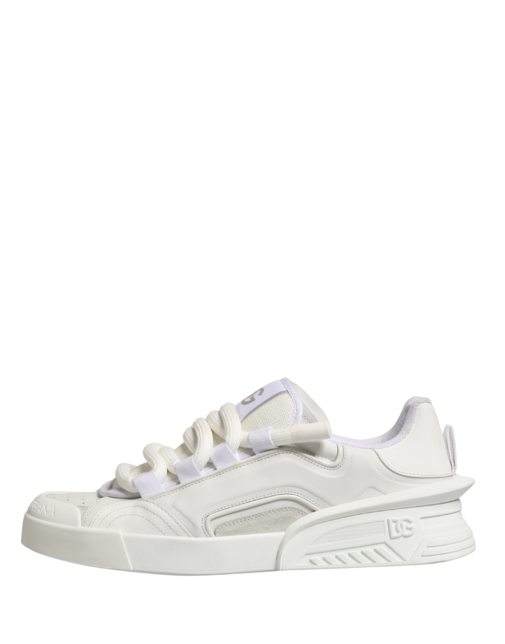 Dolce & Gabbana White Calfskin Leather Low Top Sneakers