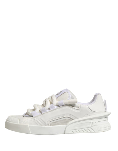 Dolce & Gabbana White Calfskin Leather Low Top Sneakers