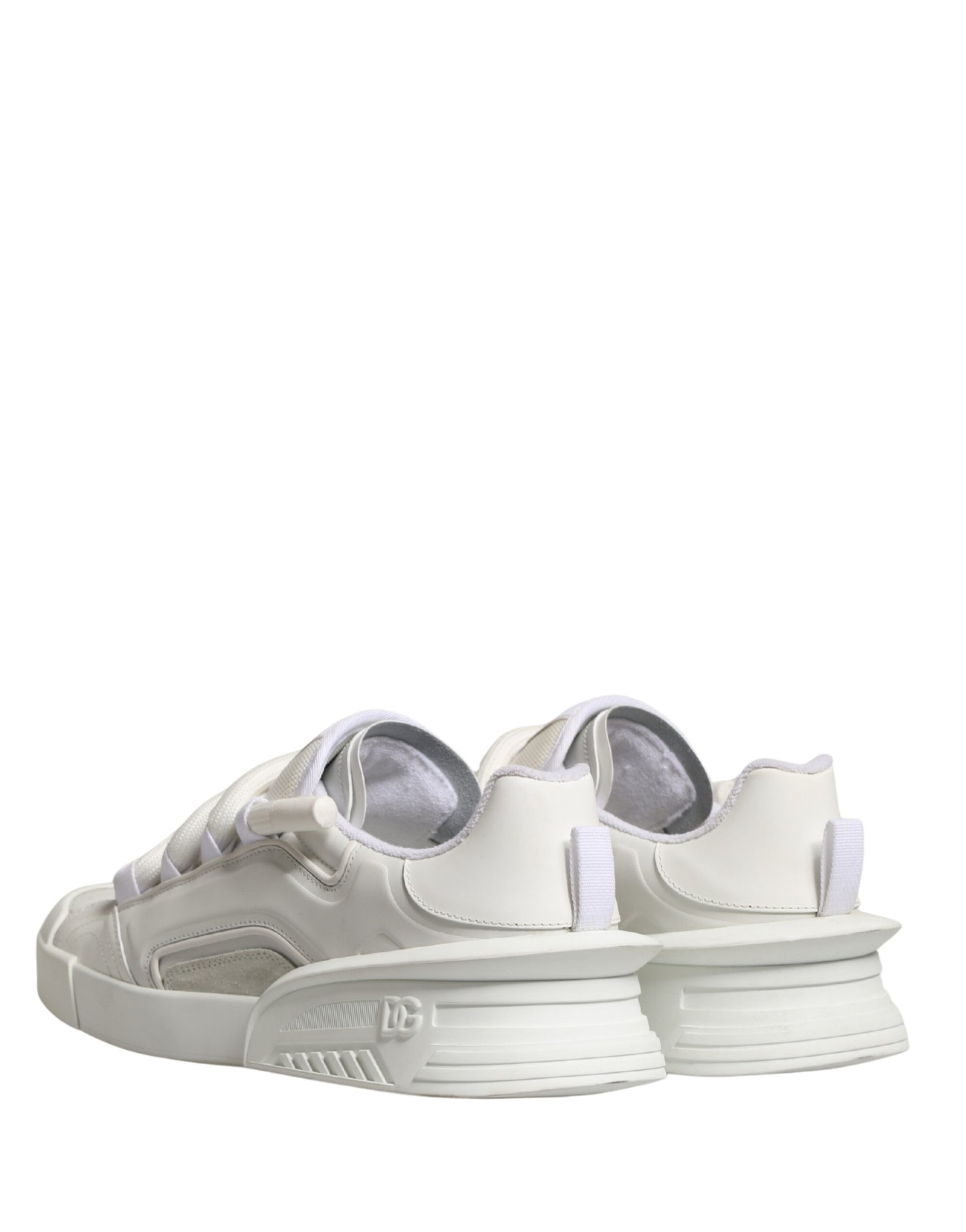 Dolce & Gabbana White Calfskin Leather Low Top Sneakers