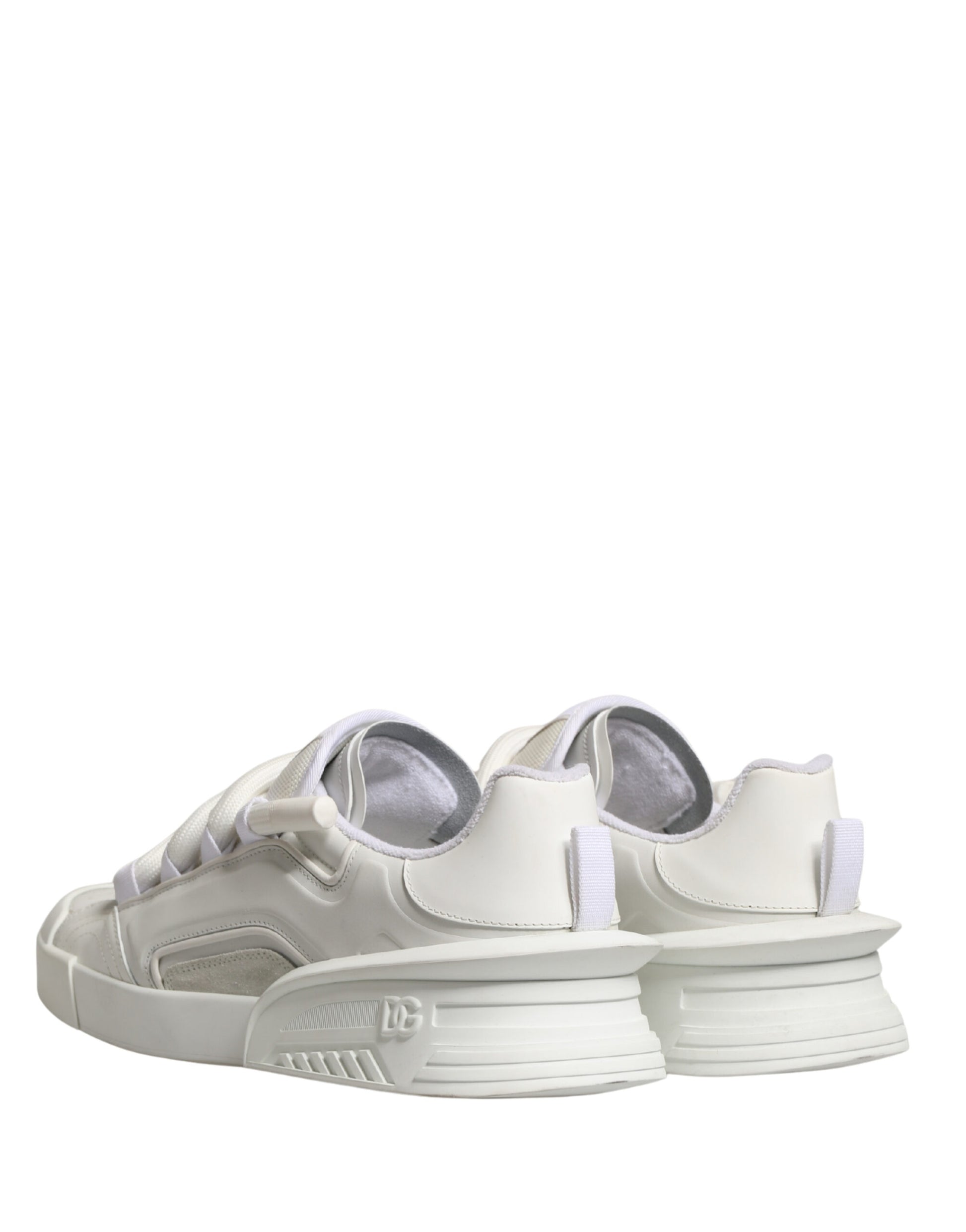 Dolce & Gabbana White Calfskin Leather Low Top Sneakers