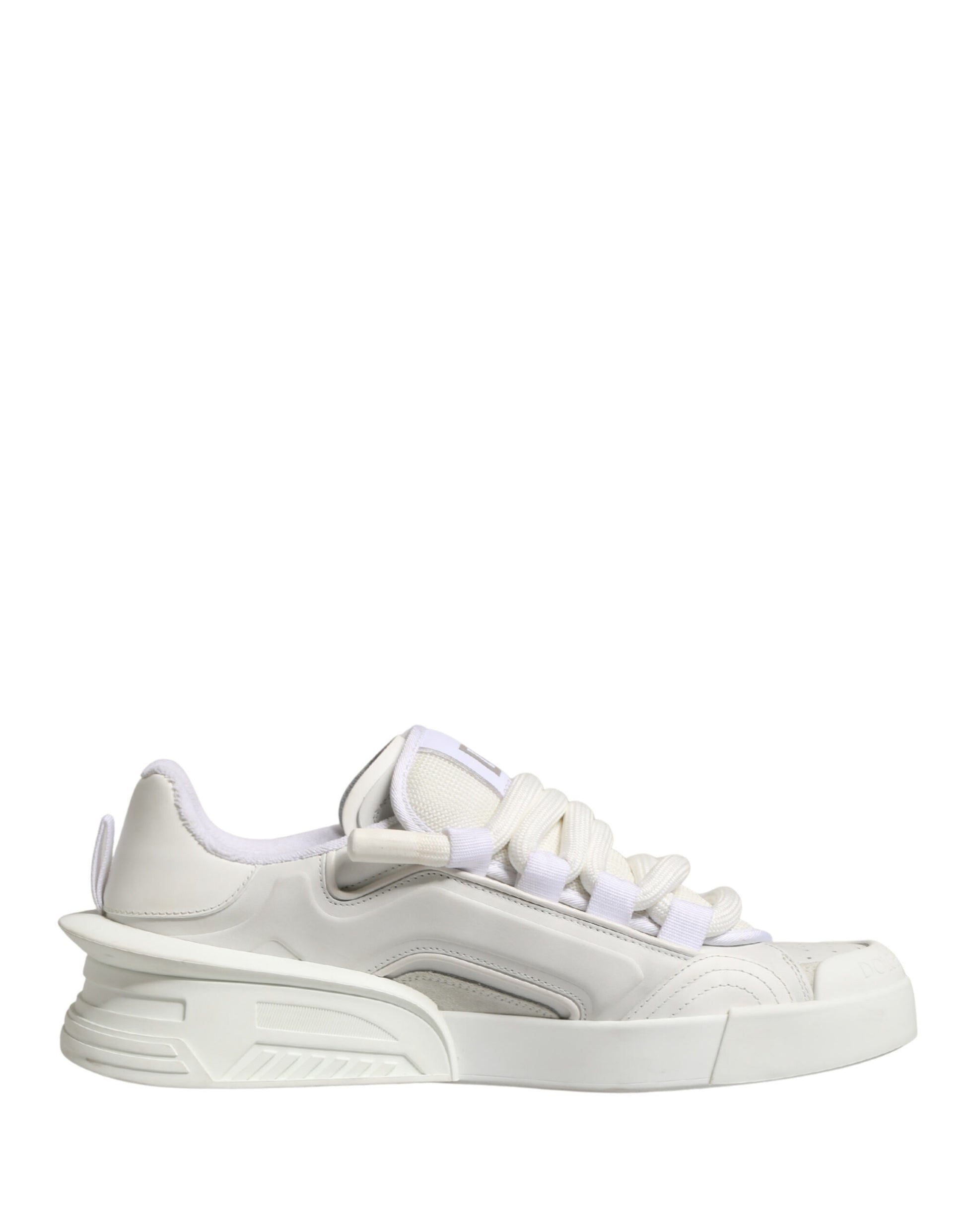 Dolce & Gabbana White Calfskin Leather Low Top Sneakers