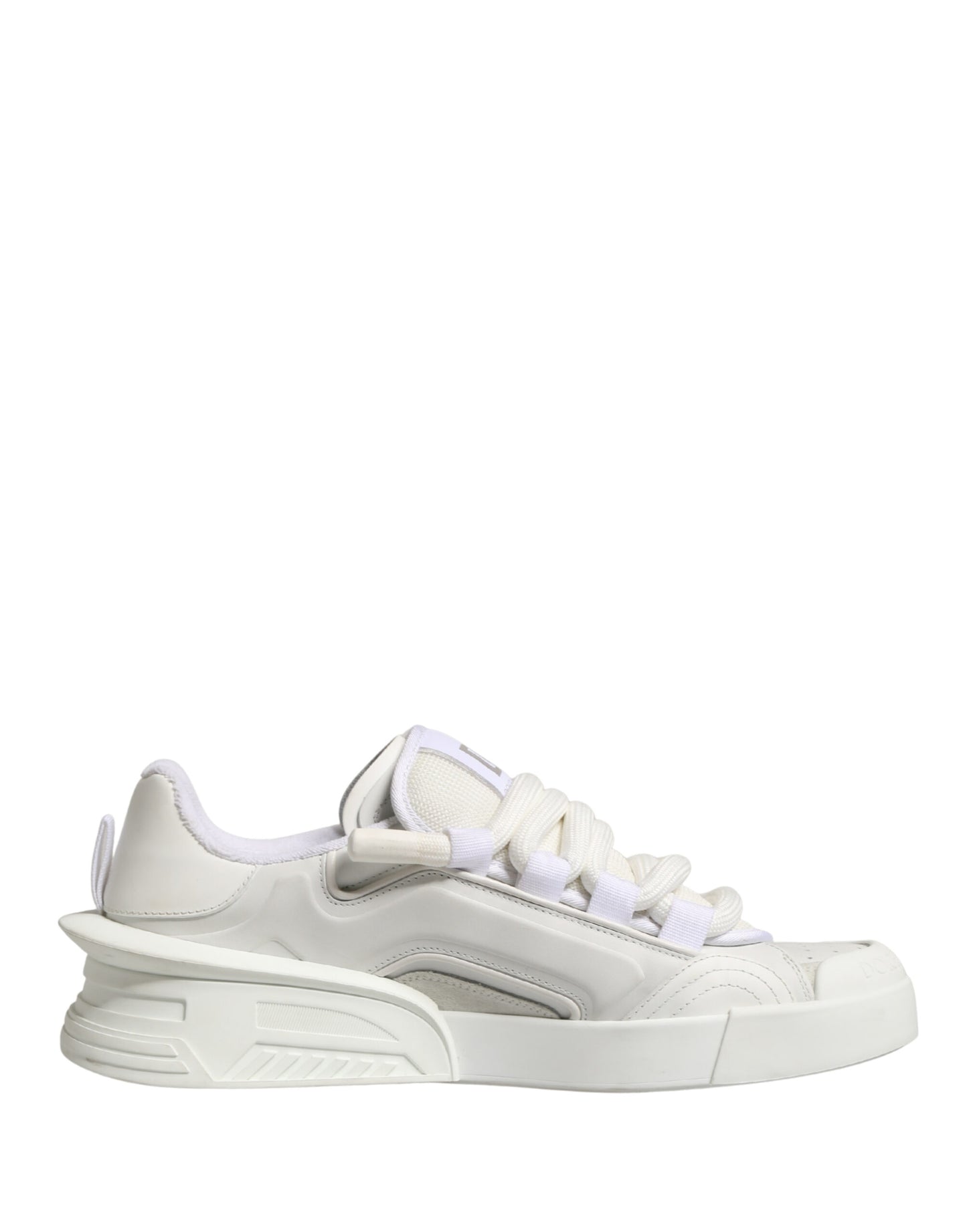 Dolce & Gabbana White Calfskin Leather Low Top Sneakers