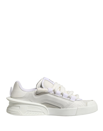 Dolce & Gabbana White Calfskin Leather Low Top Sneakers
