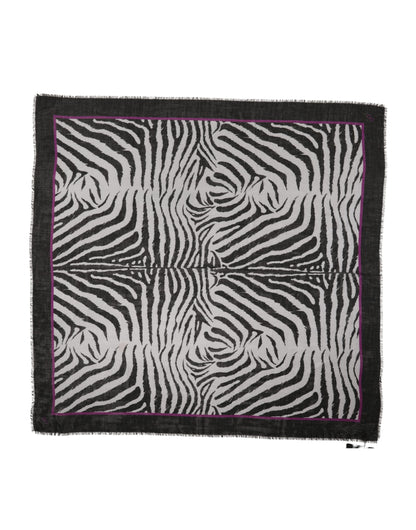 Dolce & Gabbana White Black Zebra Pattern Shawl