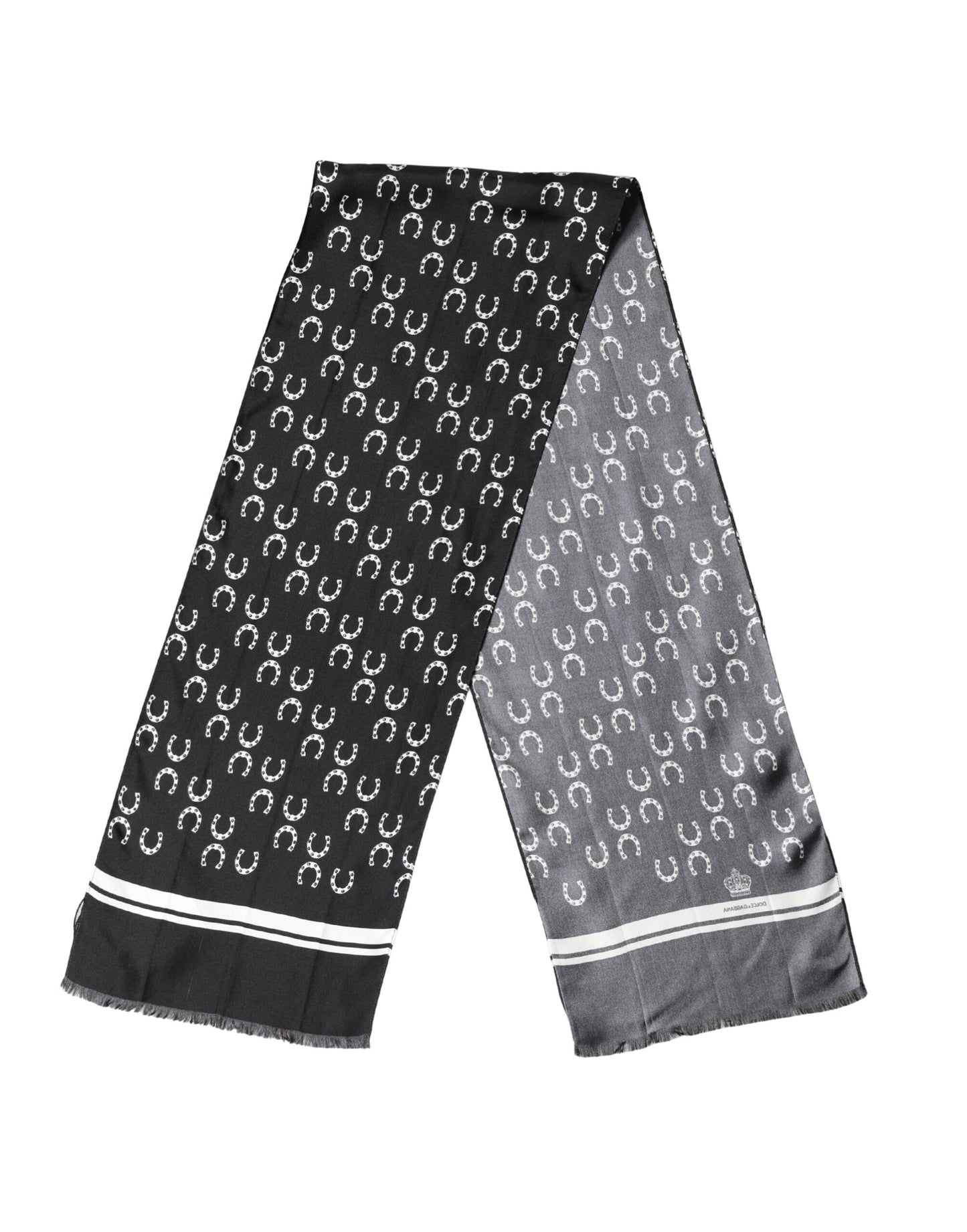 Dolce & Gabbana Black Horseshoe Silk Neck Foulard