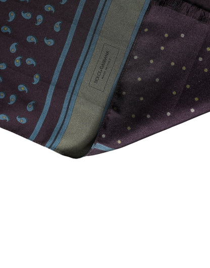 Dolce & Gabbana Men's Maroon Patterned Silk Neck Foulard