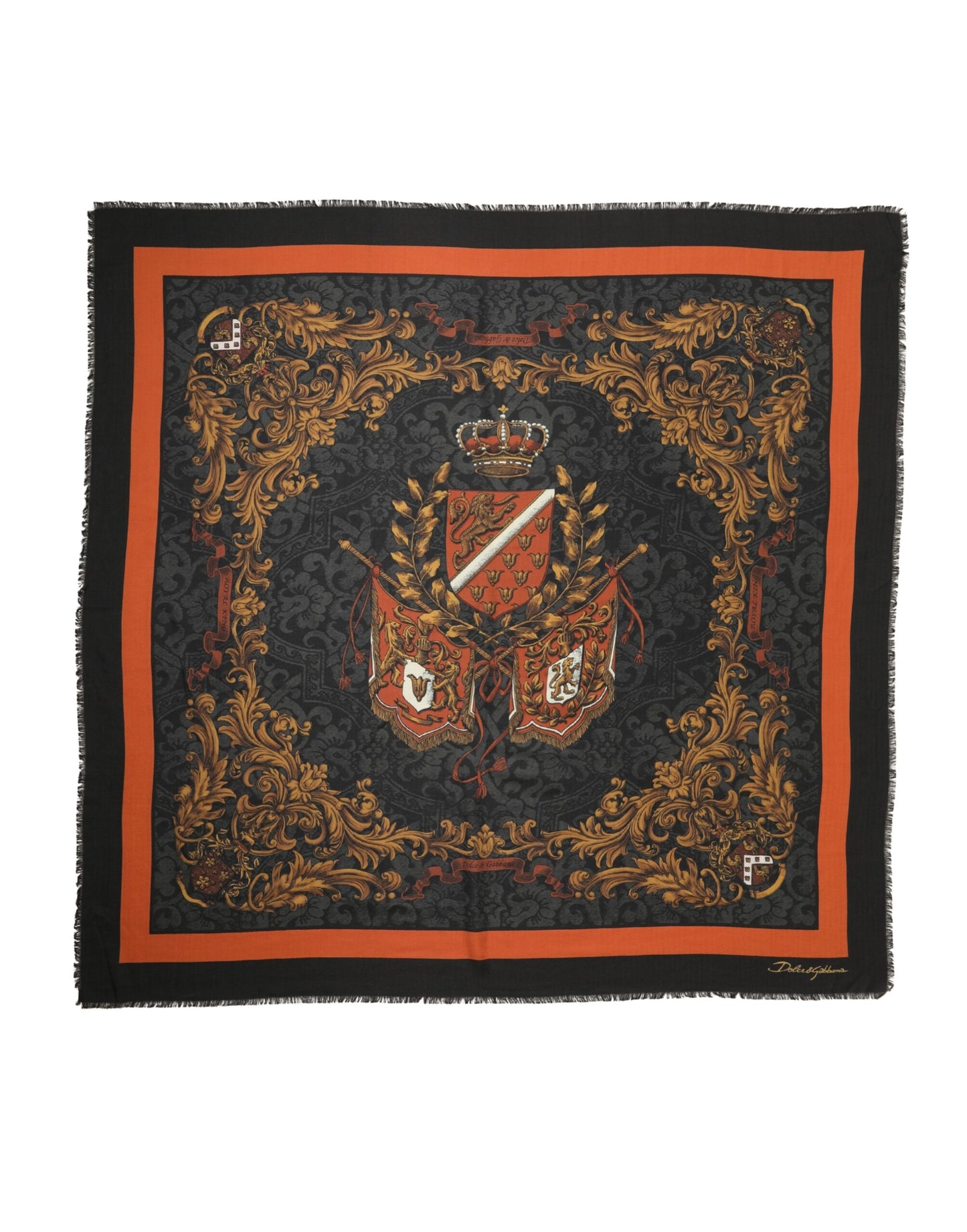 Dolce & Gabbana Multicolor Crest Print Cashmere Men Scarf