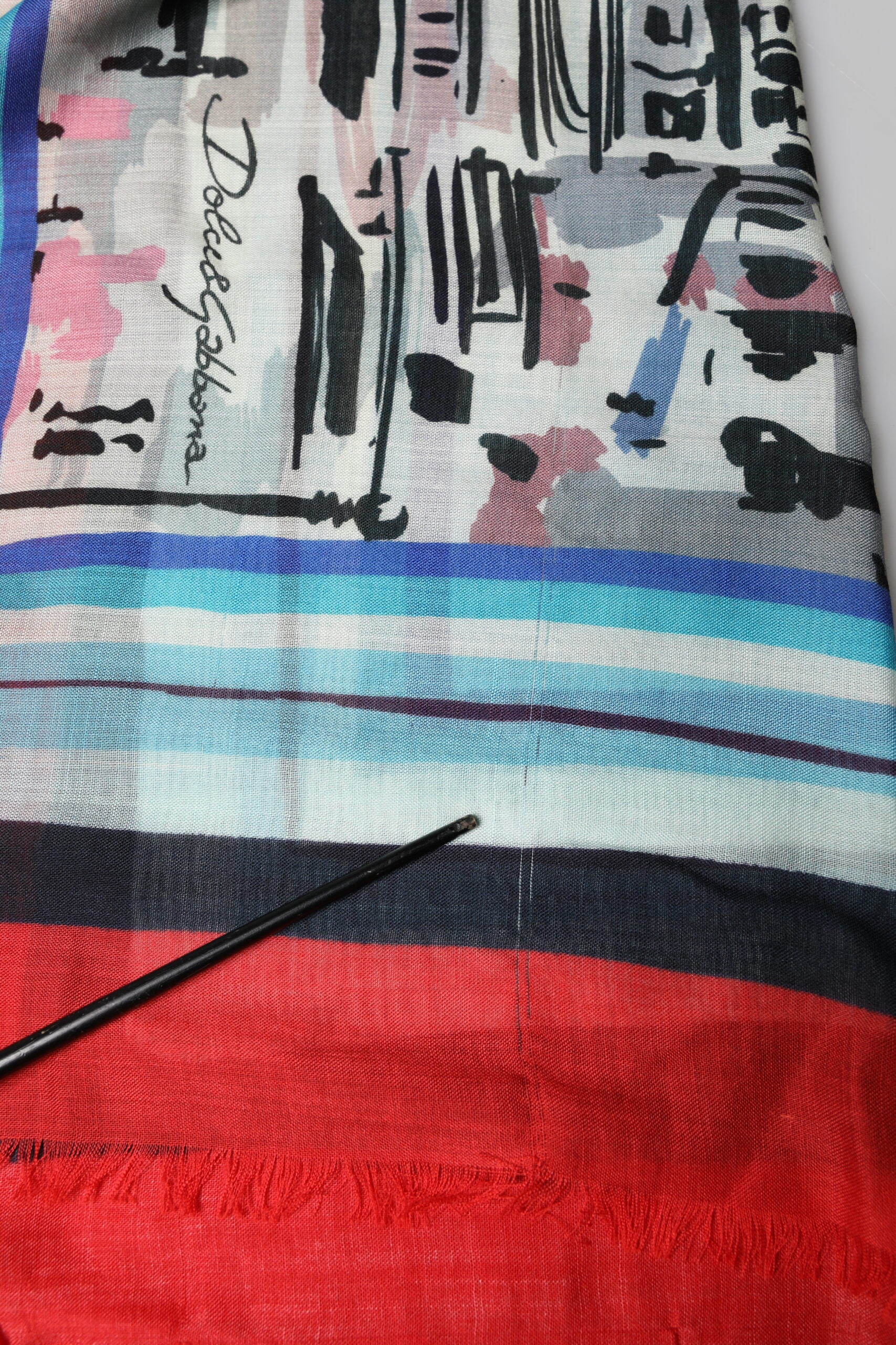 Dolce & Gabbana Multicolor Milano Print Cashmere 134cm x 130cm Men Scarf