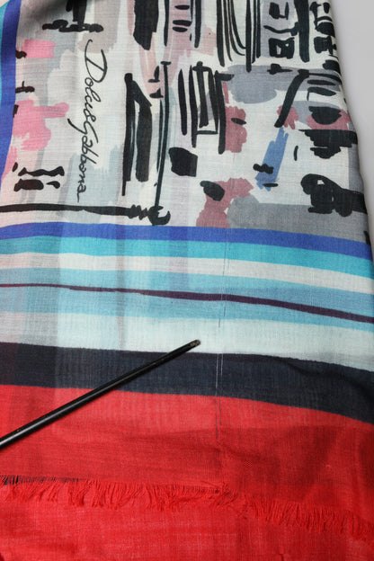Dolce & Gabbana Multicolor Milano Print Cashmere 134cm x 130cm Men Scarf