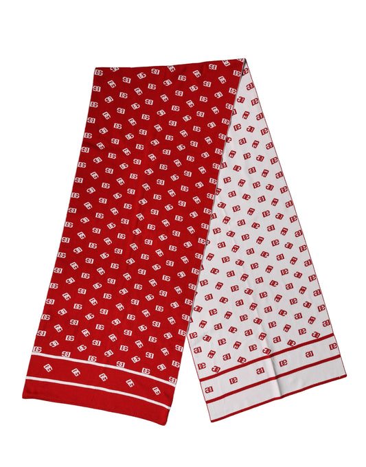 Dolce & Gabbana Red White Logo Print Foulard Scarf