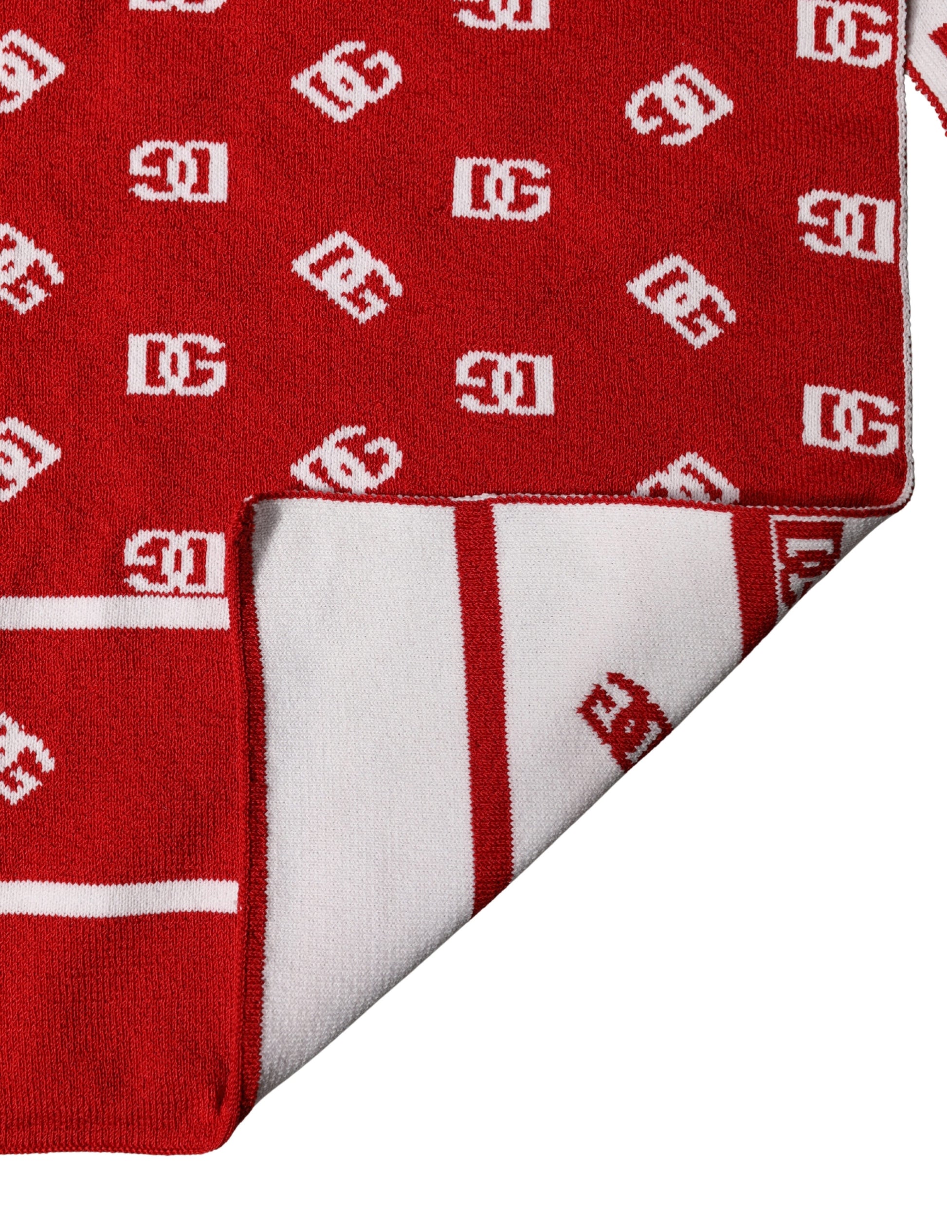 Dolce & Gabbana Red White Logo Print Foulard Scarf
