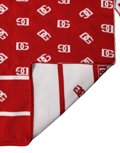 Dolce & Gabbana Red White Logo Print Foulard Scarf
