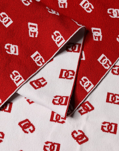 Dolce & Gabbana Red White Logo Print Foulard Scarf