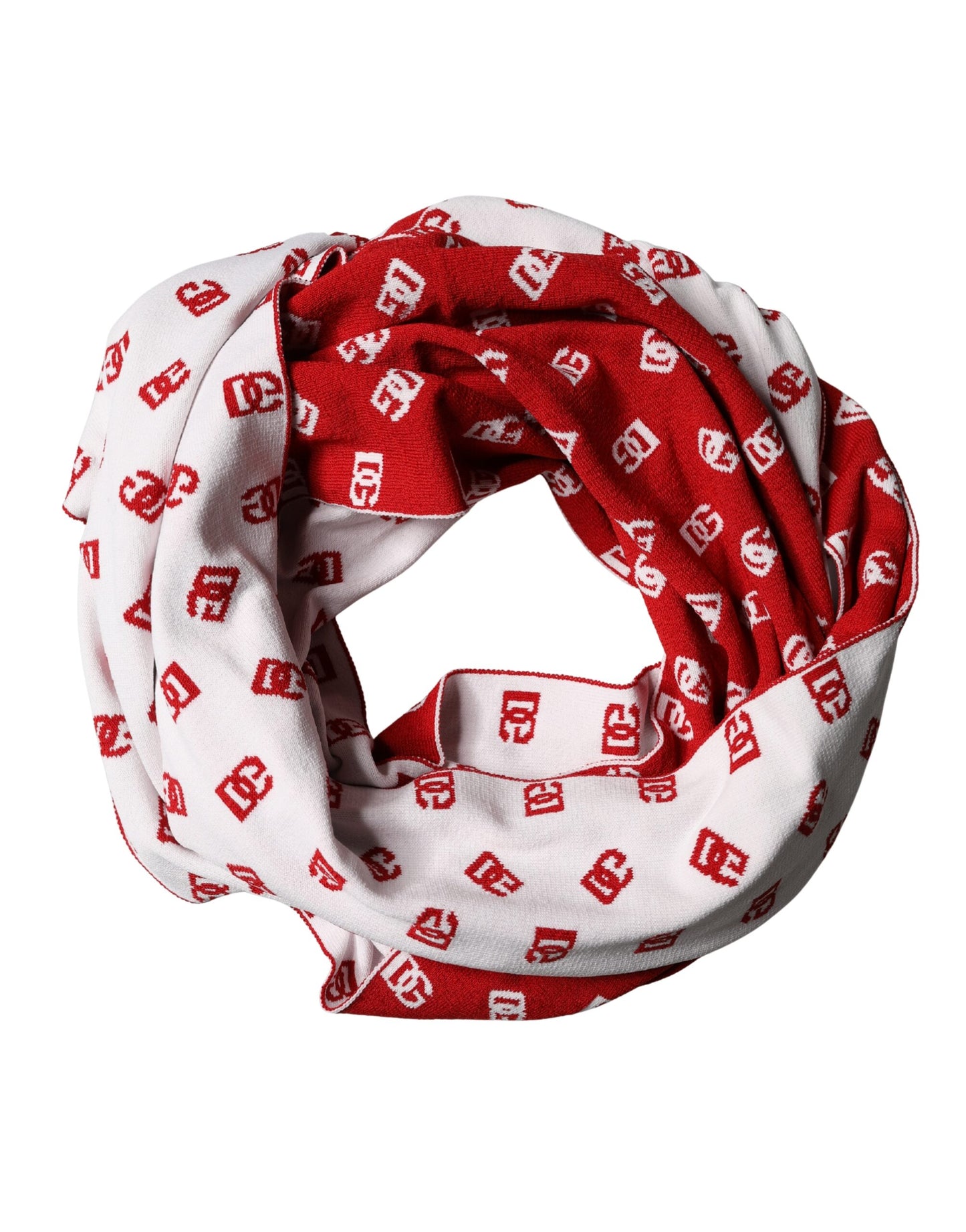 Dolce & Gabbana Red White Logo Print Foulard Scarf