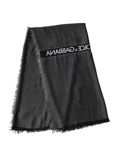 Dolce & Gabbana Black Modal Warmer Shawl with Fringes