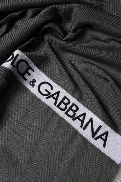 Dolce & Gabbana Black Modal Warmer Shawl with Fringes