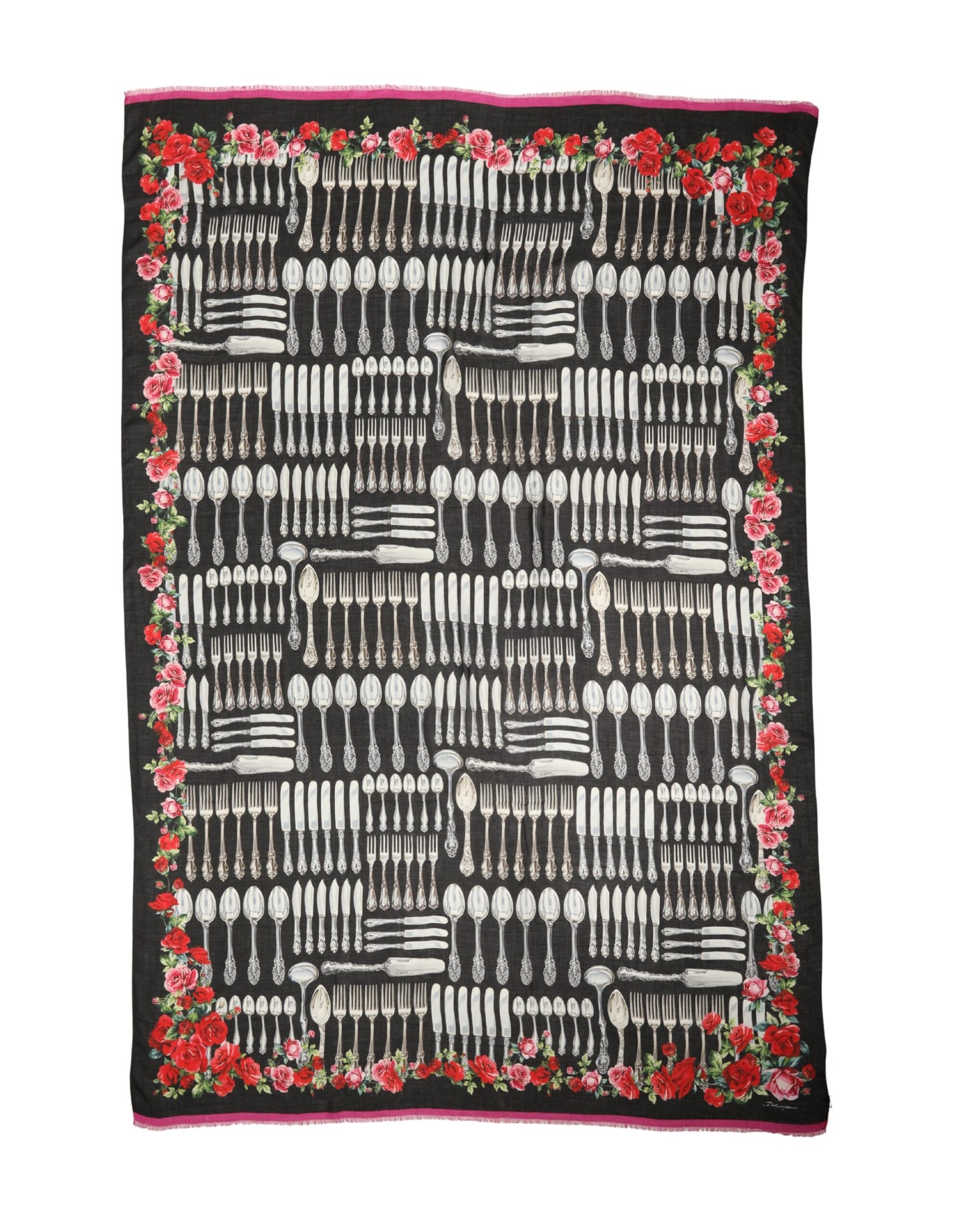 Dolce & Gabbana Multicolor Cutlery Floral Wrap Shawl