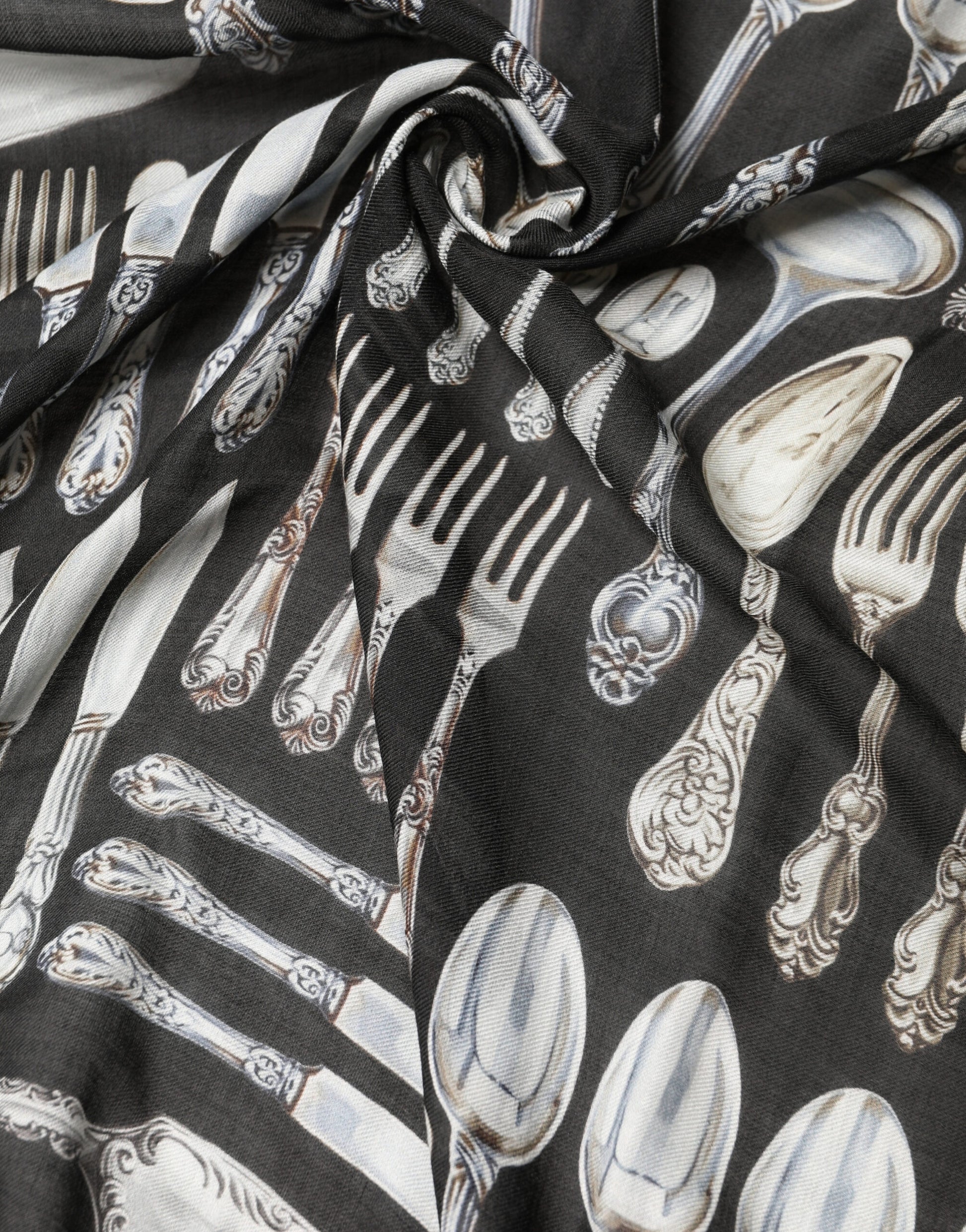 Dolce & Gabbana Multicolor Cutlery Floral Wrap Shawl