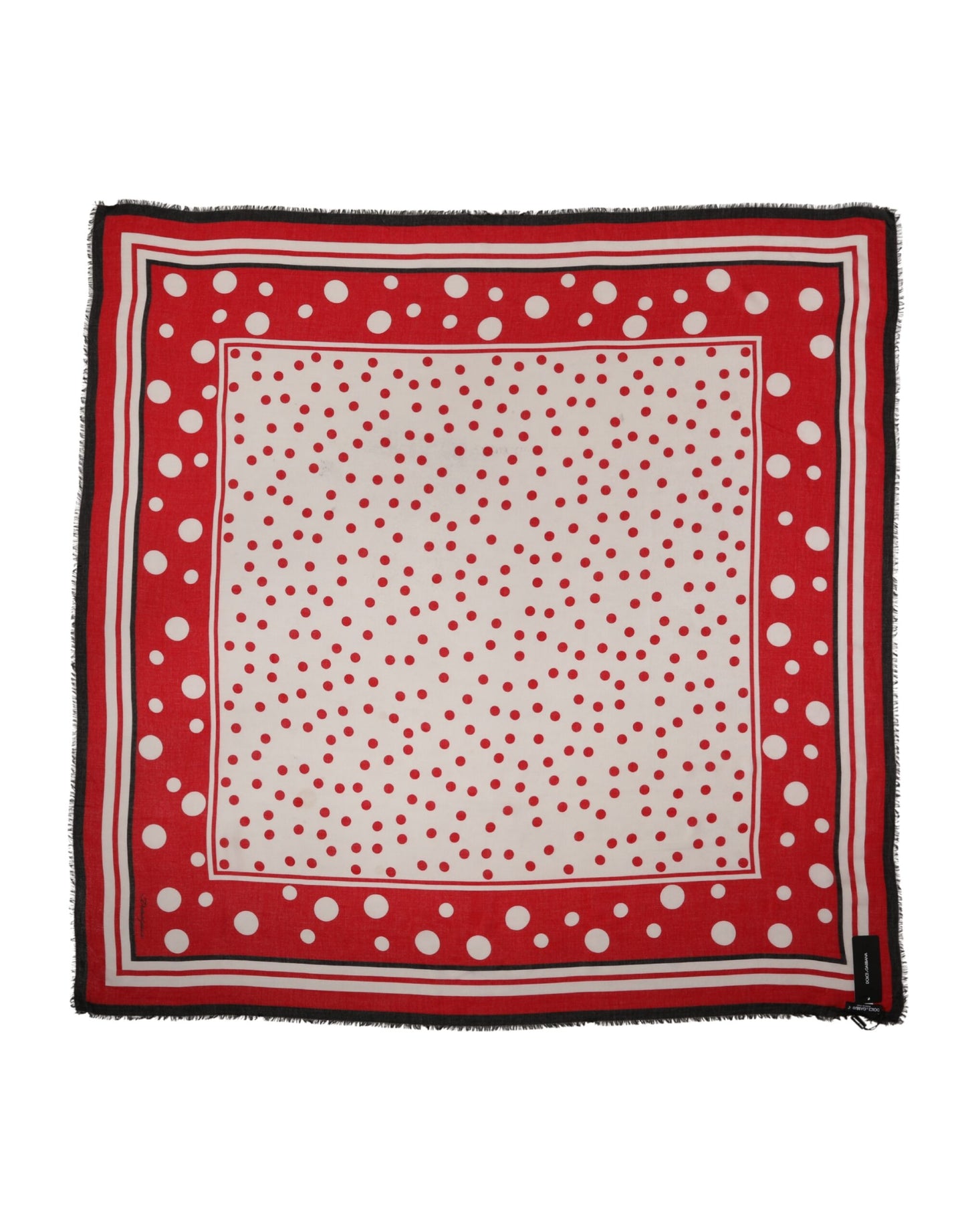 Dolce & Gabbana Red Polka Dot Print Square Stole Scarf
