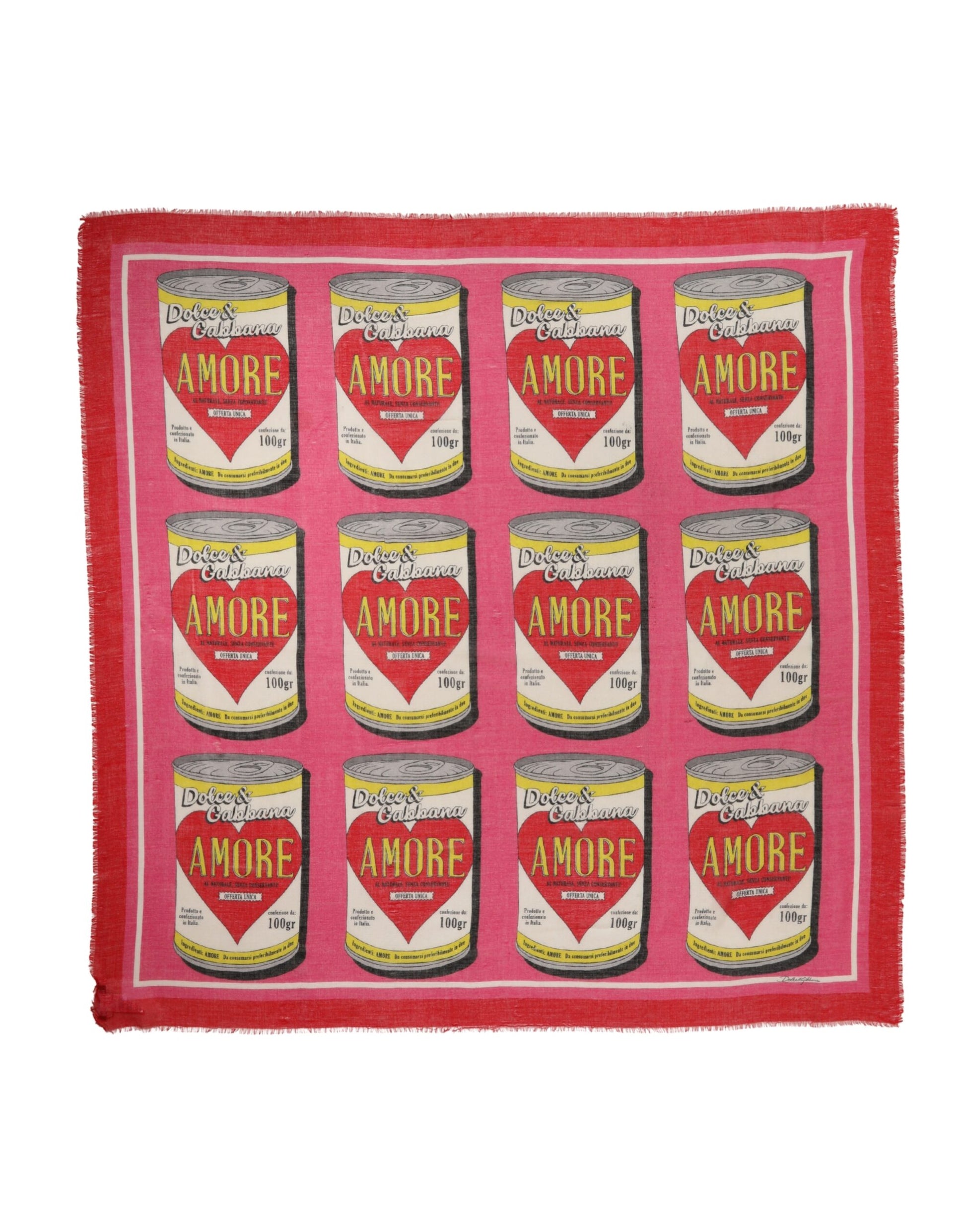 Dolce & Gabbana Pink DG Amore Print Neck Square Shawl 140cm x 140cm Scarf