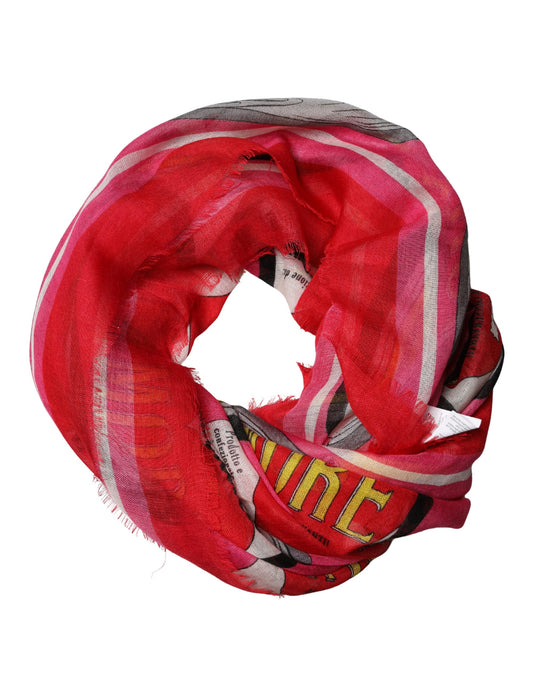 Dolce & Gabbana Pink DG Amore Print Neck Square Shawl