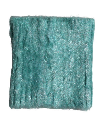 Dolce & Gabbana Teal Mohair Wool Knitted Wrap Shawl