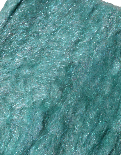 Dolce & Gabbana Teal Mohair Wool Knitted Wrap Shawl