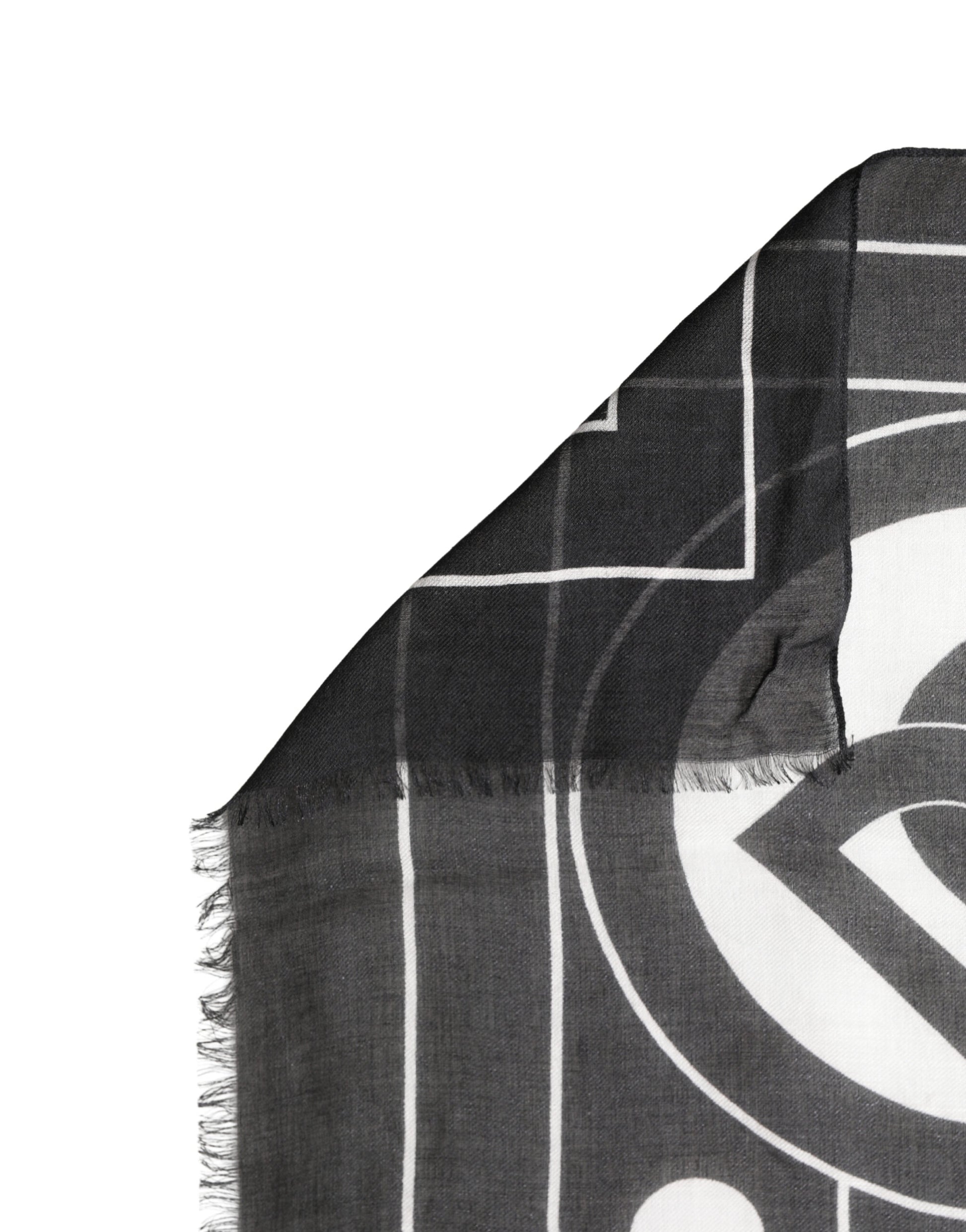 Dolce & Gabbana Black White Polka Dot Logo Stole Wrap 188cm x 116cm Scarf