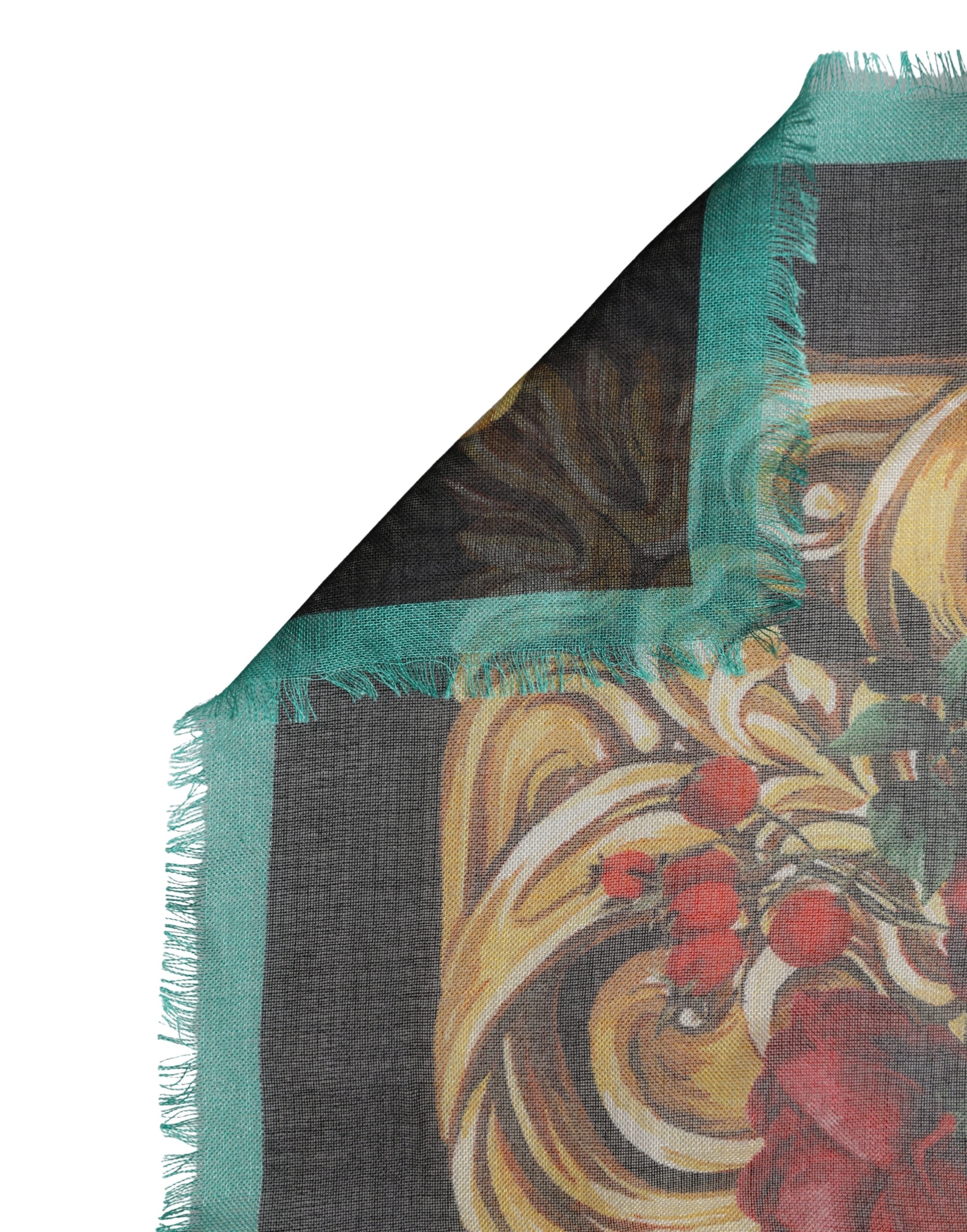 Dolce & Gabbana Multicolor Floral Cashmere Square Stole 134cmx134cm Scarf