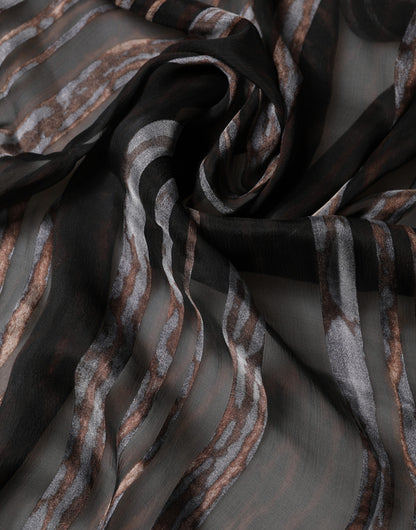 Dolce & Gabbana Black Stripes Silk Wrap Shawl Stole