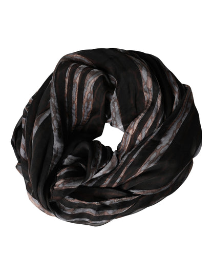 Dolce & Gabbana Black Stripes Silk Wrap Shawl Stole