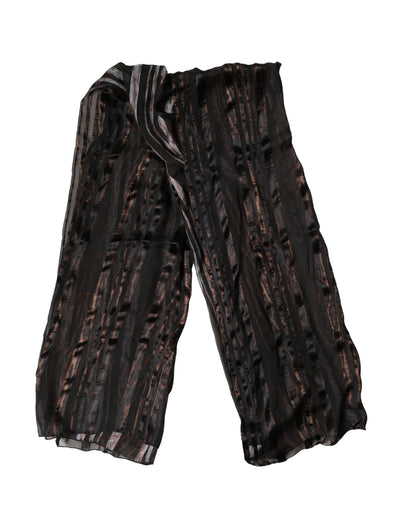 Dolce & Gabbana Black Stripes Silk Wrap Shawl Stole