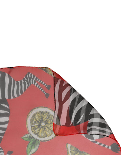 Dolce & Gabbana Red Zebra Print Silk Wrap Shawl Stole