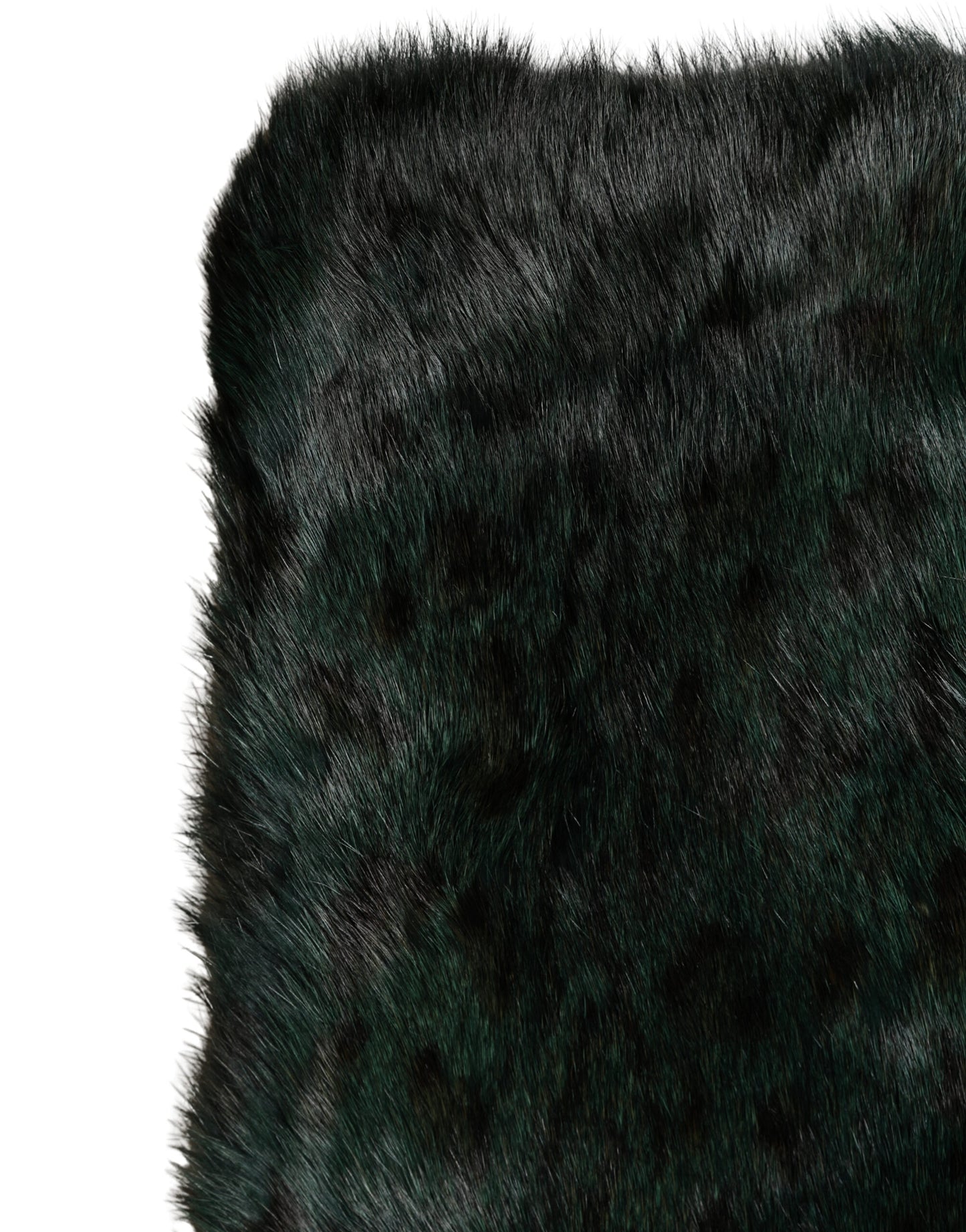 Dolce & Gabbana Black Green Stripe Faux Fur Shawl Neck Wrap Scarf