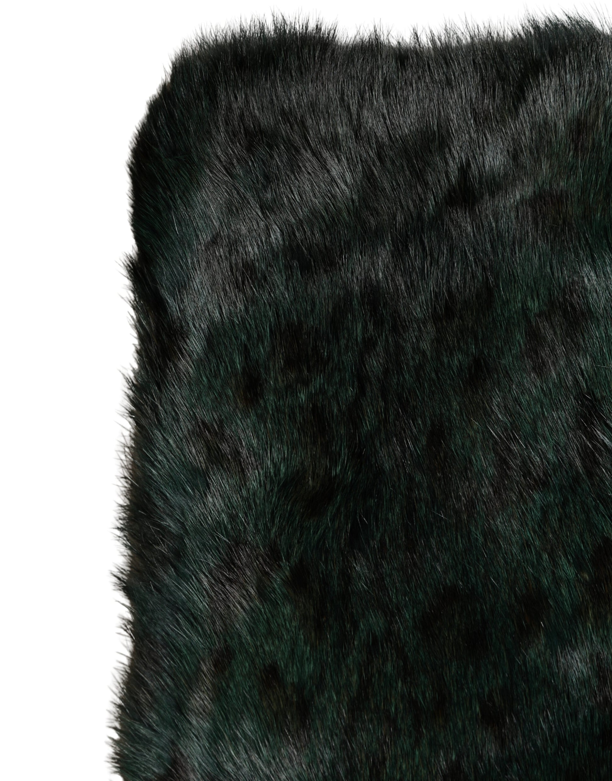 Dolce & Gabbana Black Green Stripe Faux Fur Shawl Neck Wrap Scarf