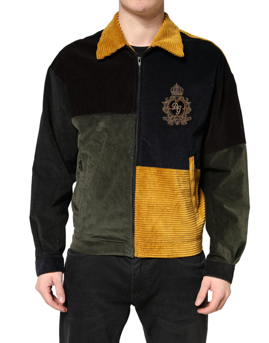 Dolce & Gabbana Multicolor Patchwork Corduroy Crest Jacket