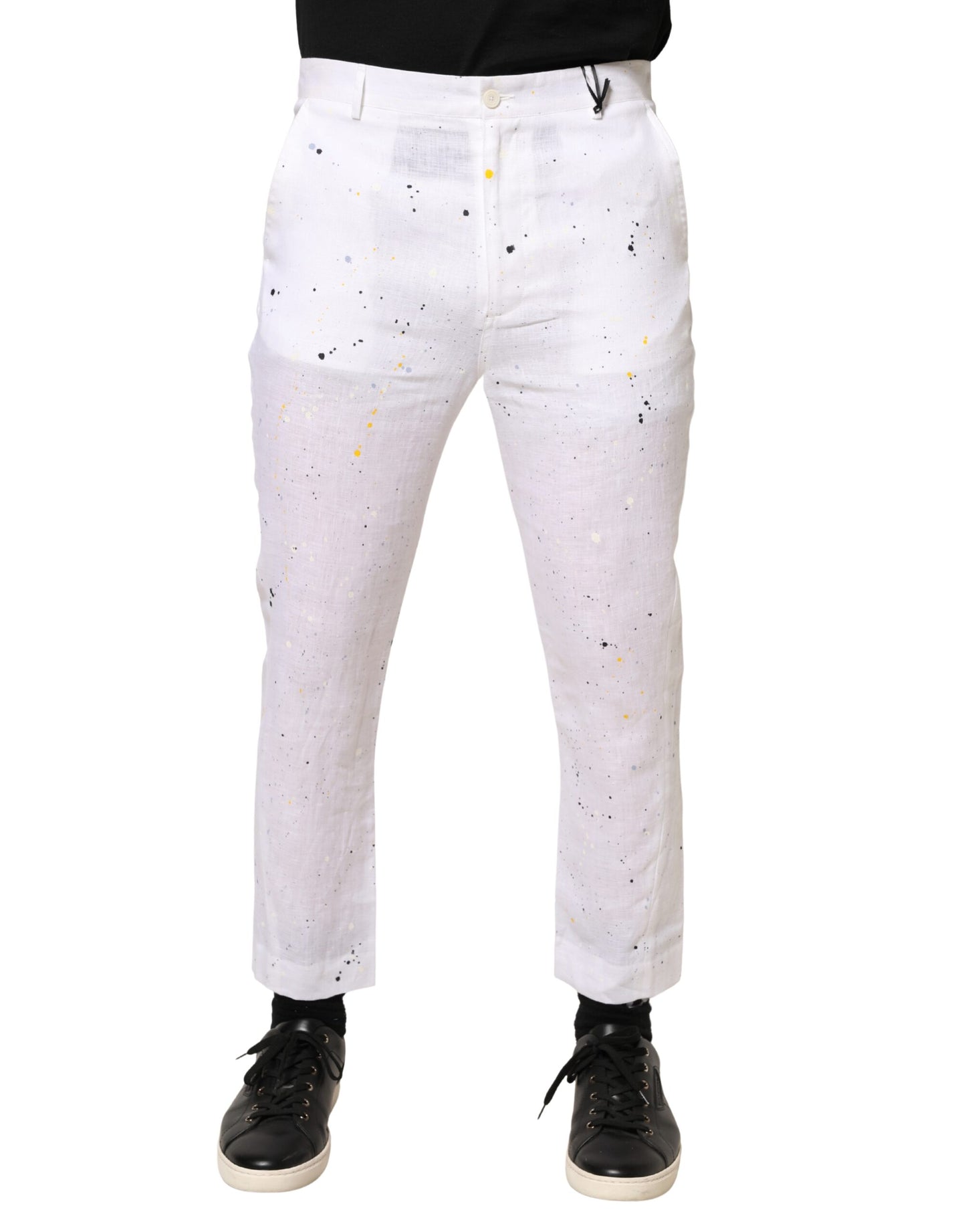 Daniele Alessandrini White Paint Print Skinny Fit Trouser Pants