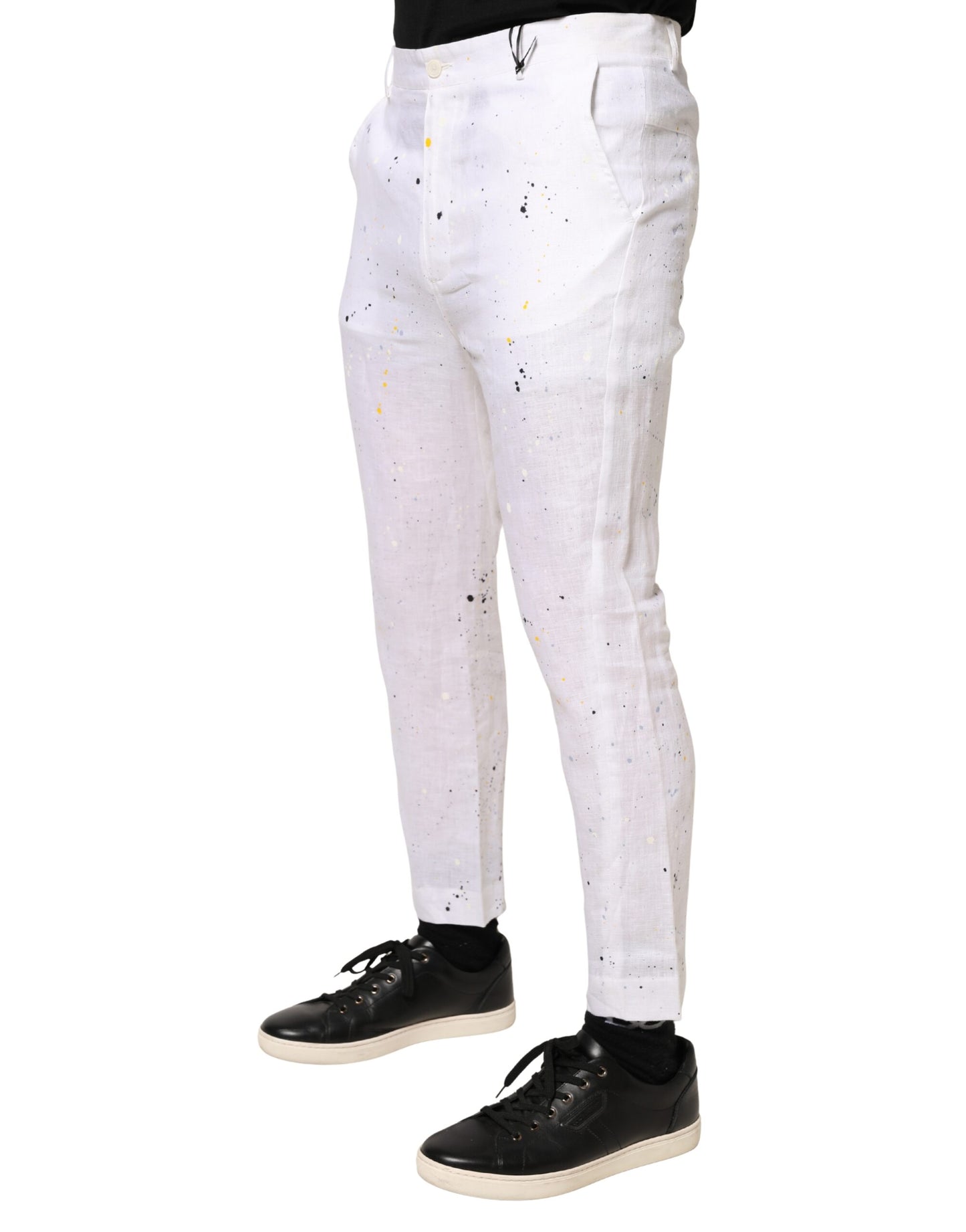Daniele Alessandrini White Paint Print Skinny Fit Trouser Pants