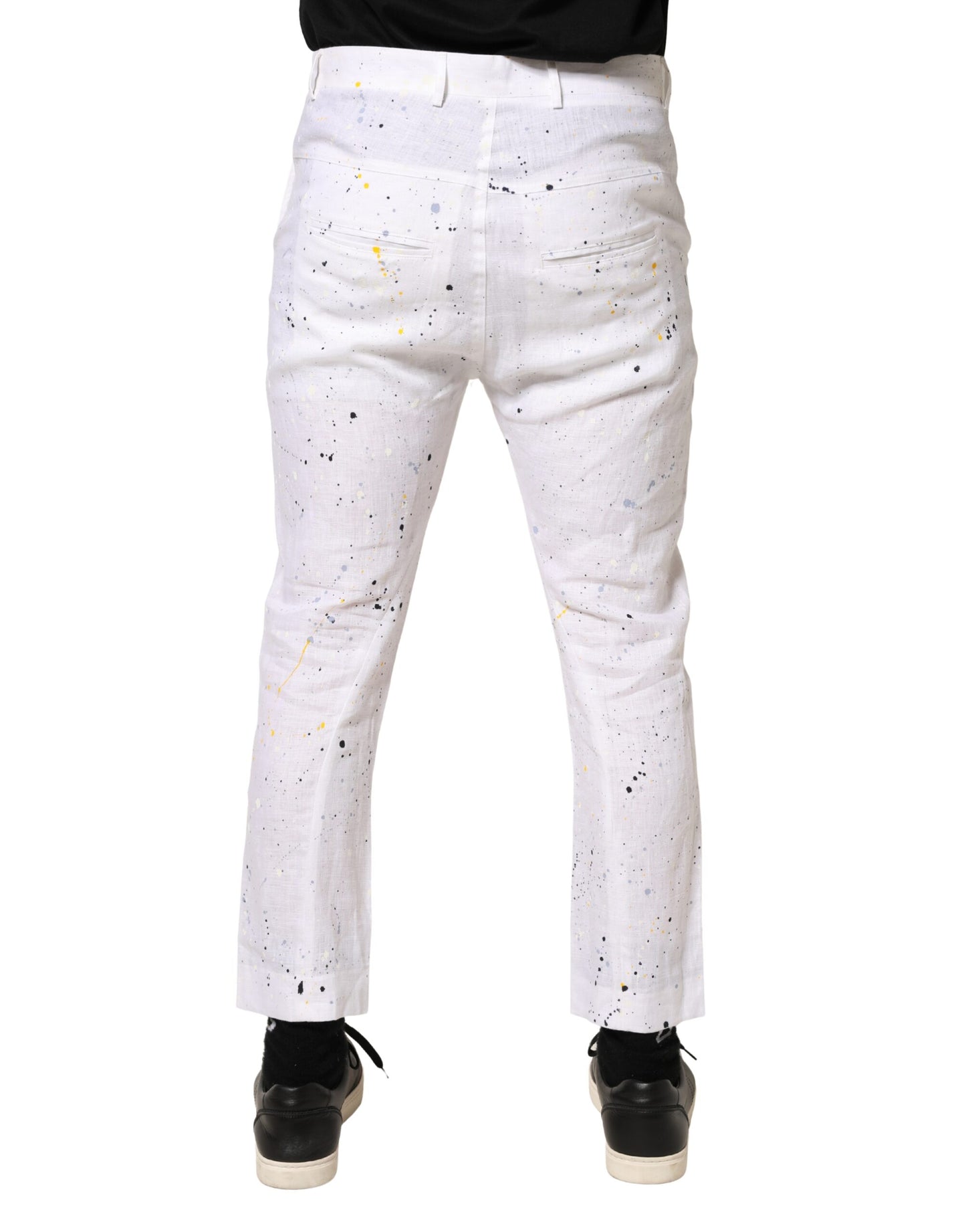 Daniele Alessandrini White Paint Print Skinny Fit Trouser Pants