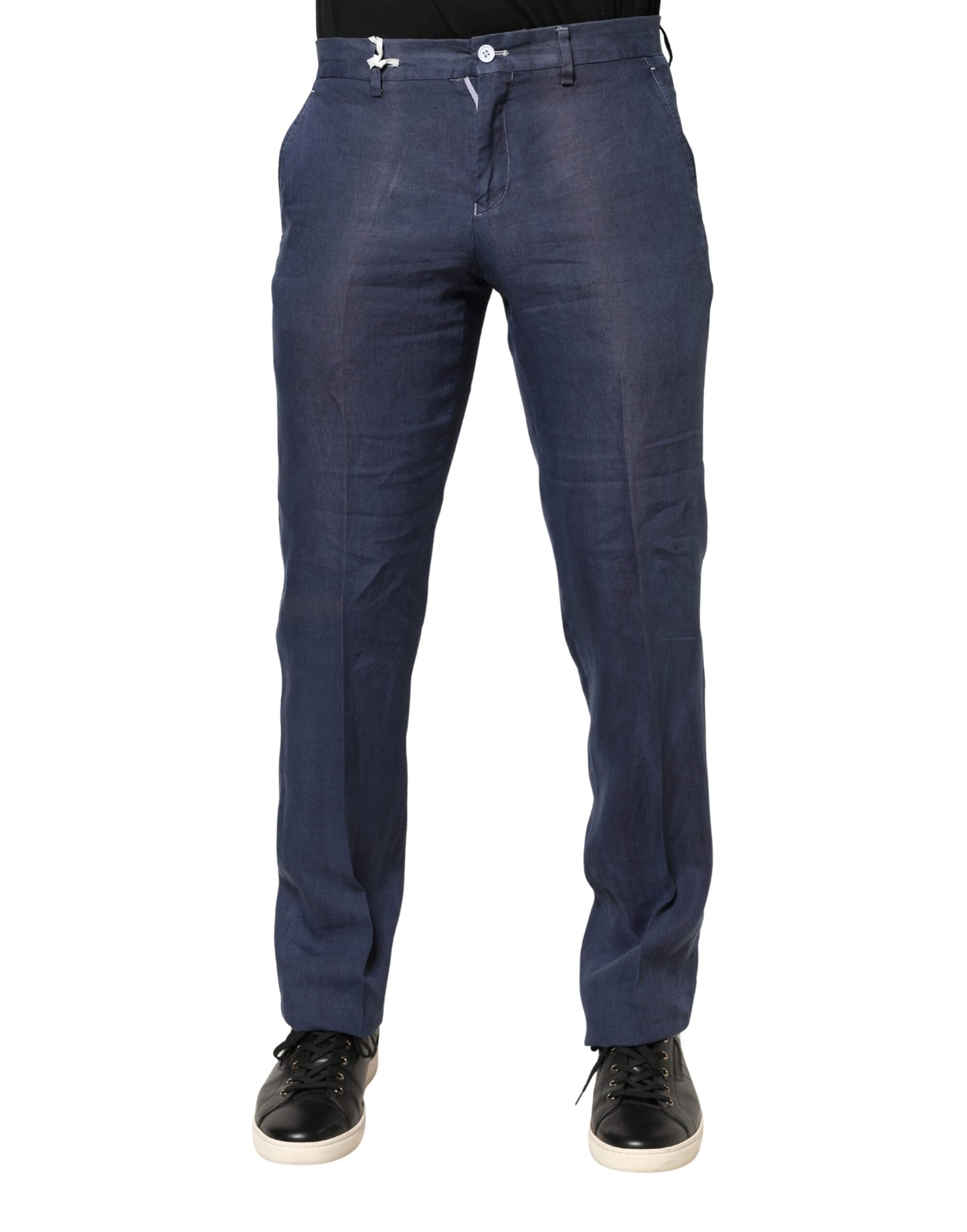 Domenico Tagliente Navy Blue Skinny Chino Mid Waist Men Pants