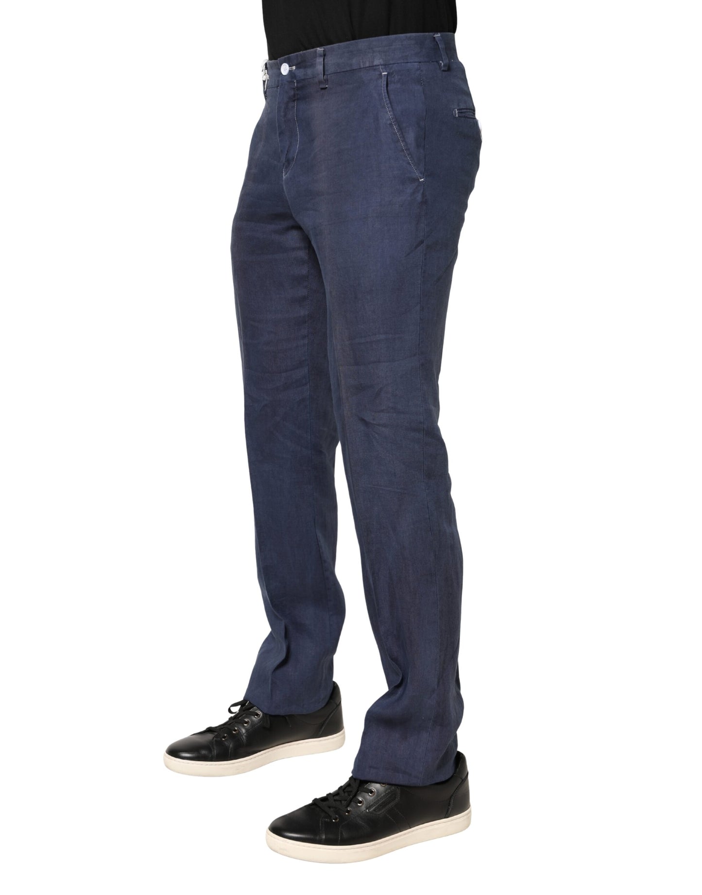 Domenico Tagliente Navy Blue Skinny Chino Mid Waist Men Pants