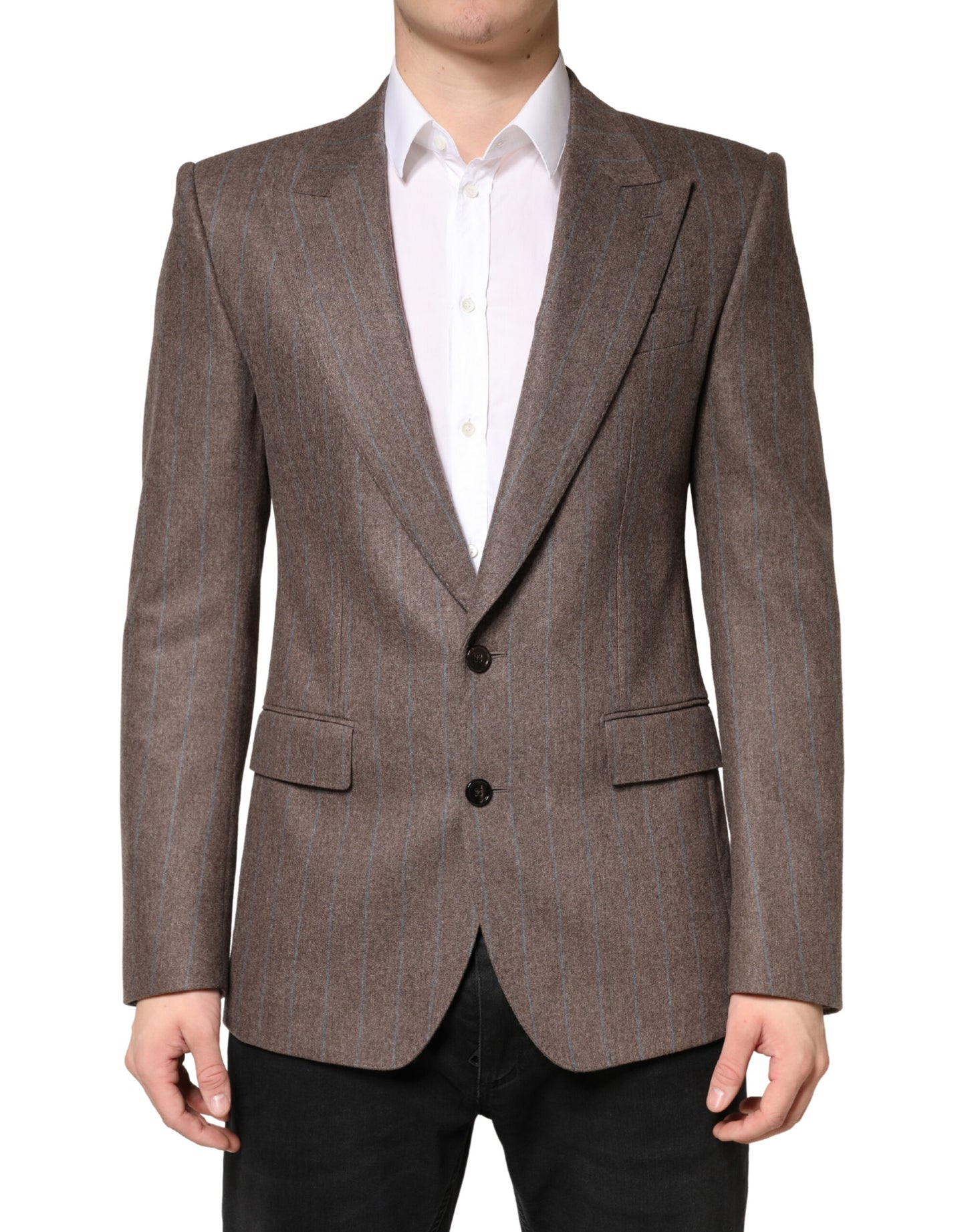 Dolce & Gabbana Brown Pinstripes Single Breasted Blazer