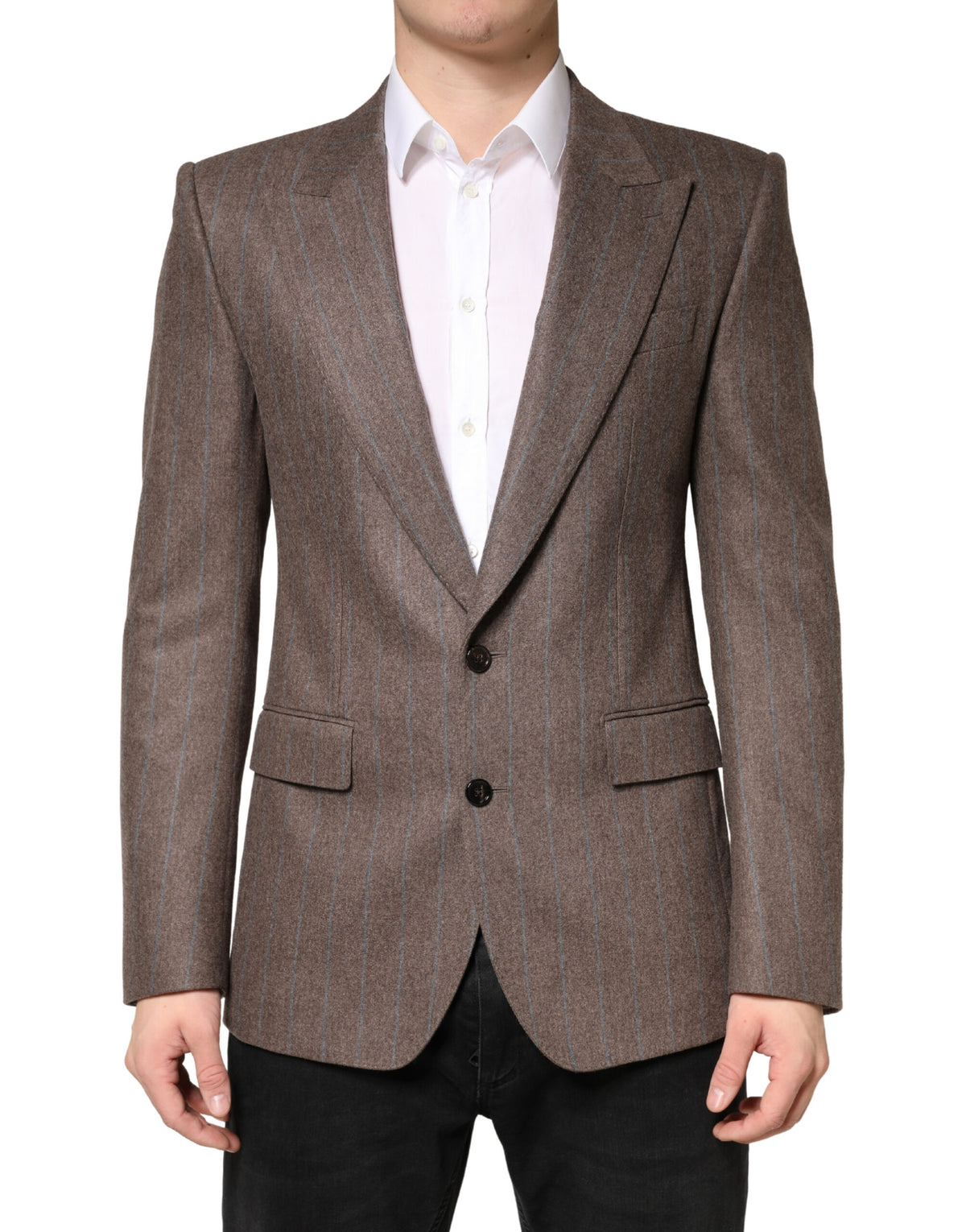 Dolce & Gabbana Brown Pinstripes Single Breasted Blazer
