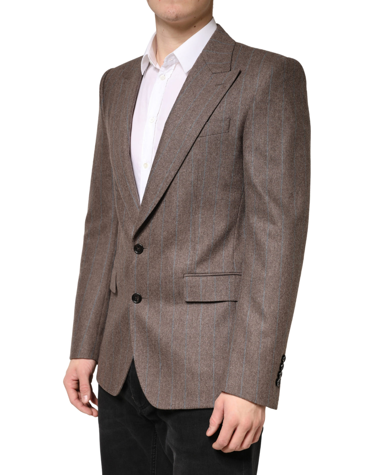 Dolce & Gabbana Brown Pinstripes Single Breasted Blazer