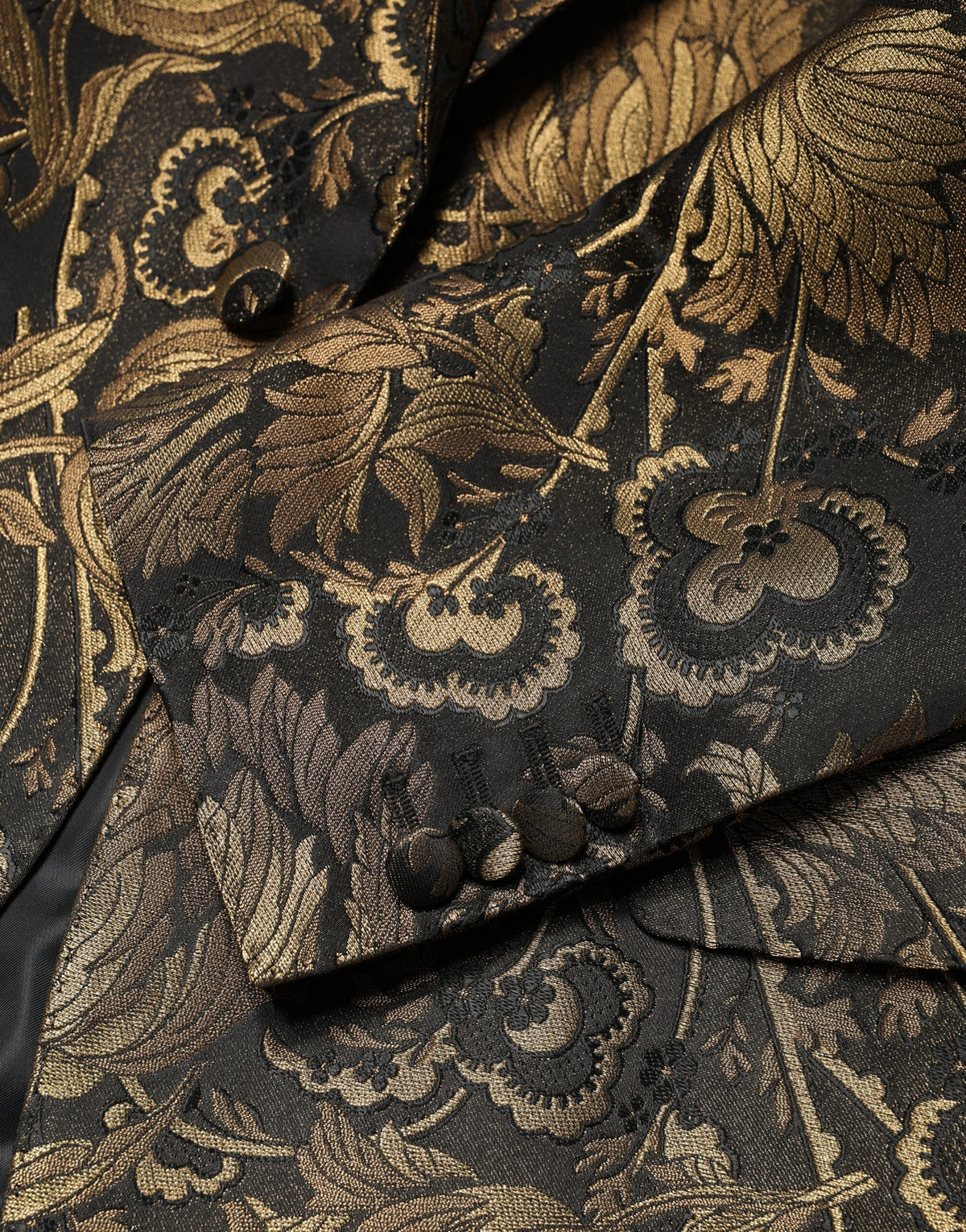 Dolce & Gabbana Metallic Gold Jacquard Single Breasted Tuxedo Blazer