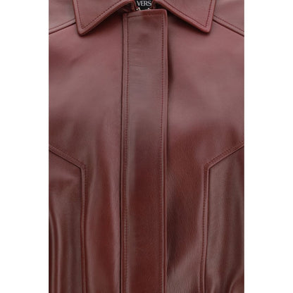 Versace Bordeaux Leather Jacket for Women