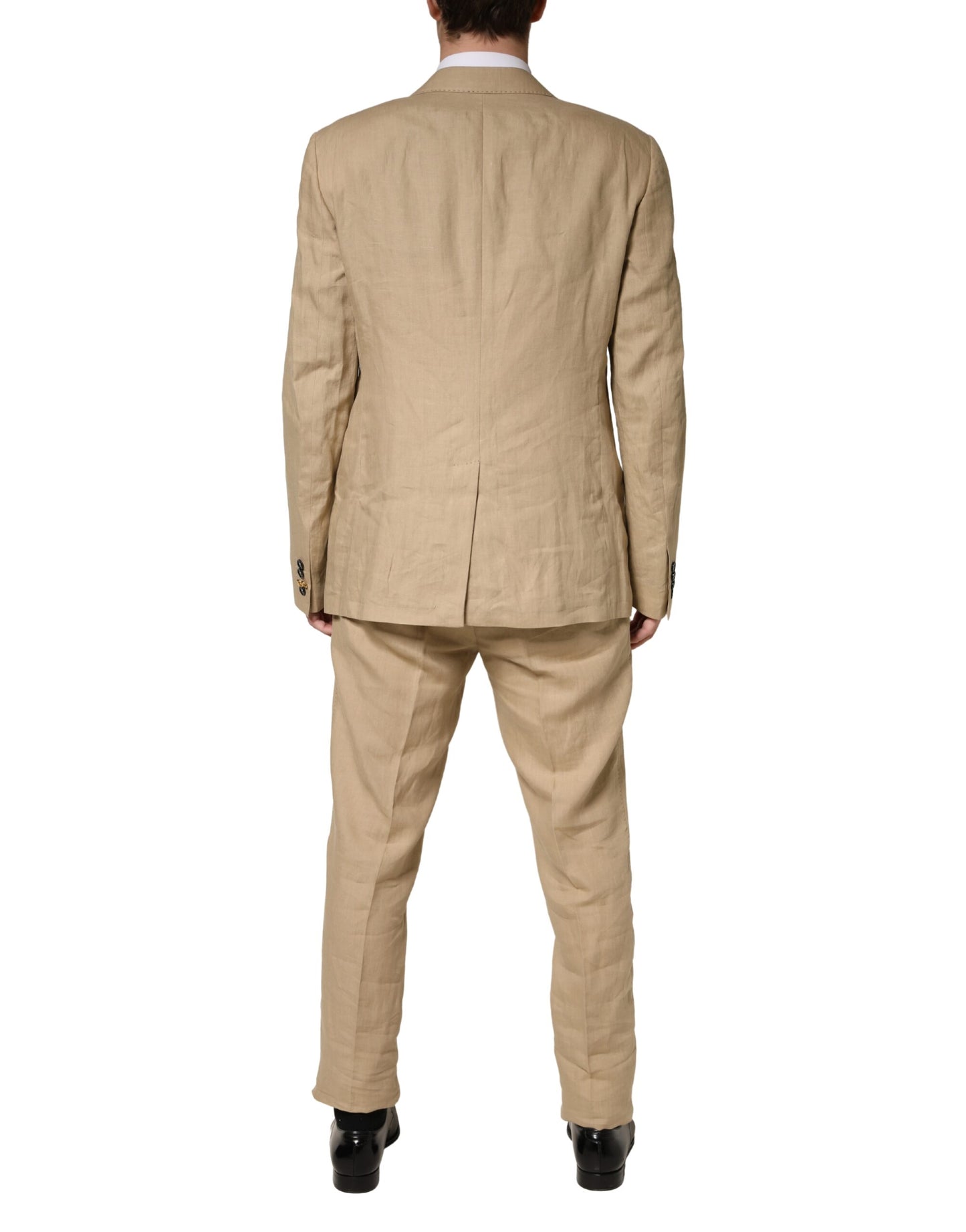 Dolce & Gabbana Beige Linen TAORMINA Single Breasted Formal 2 Piece Suit